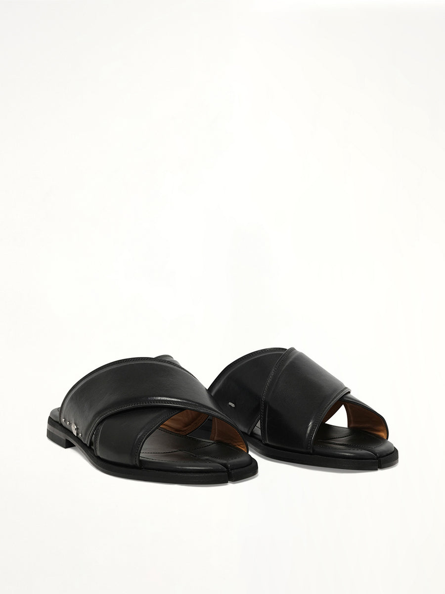 Tabi Numbers Crossed Sandal in Black Front View | MAISON MARGIELA