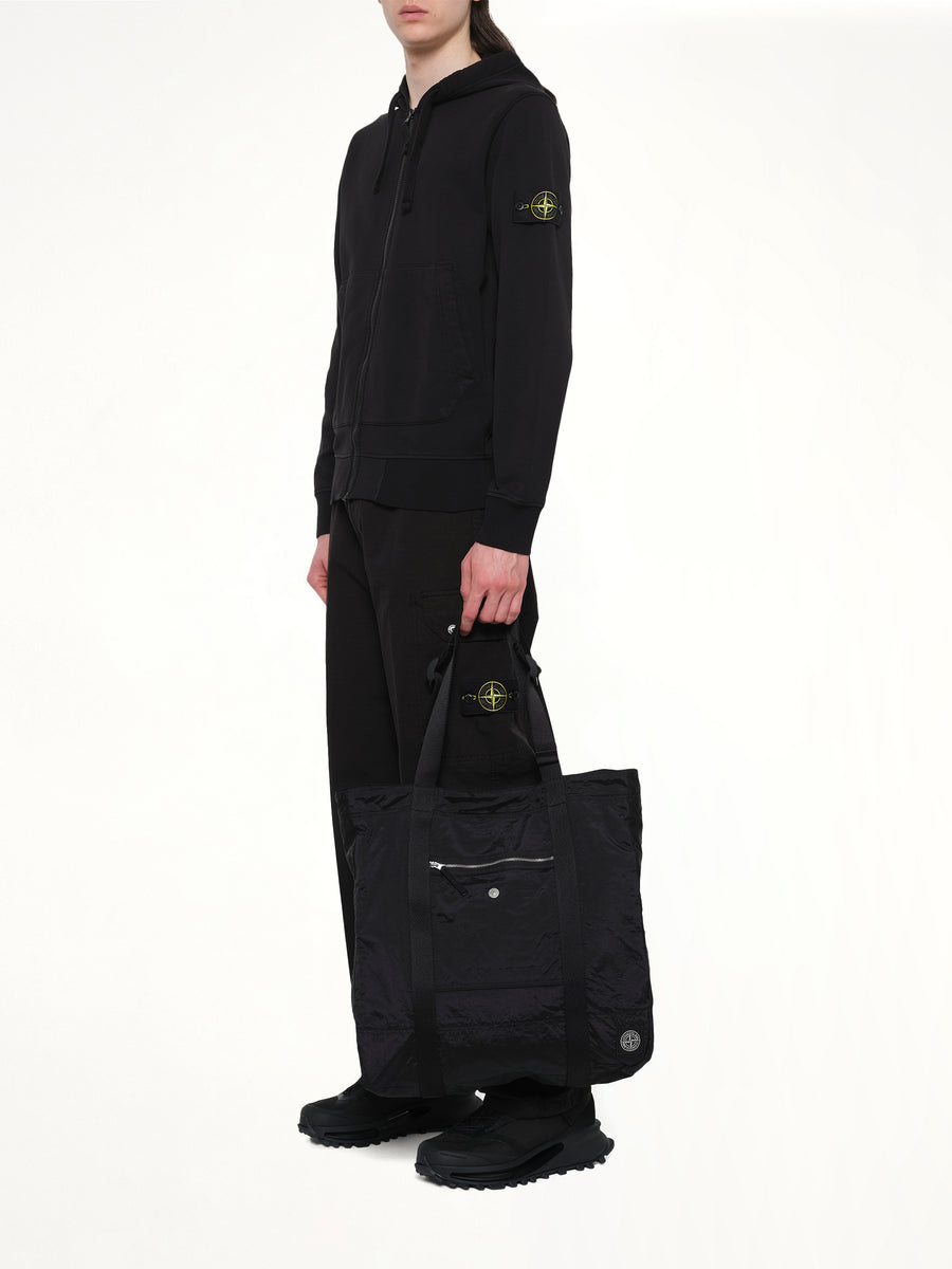 920001 Coated Nylon Tote Bag in Black
