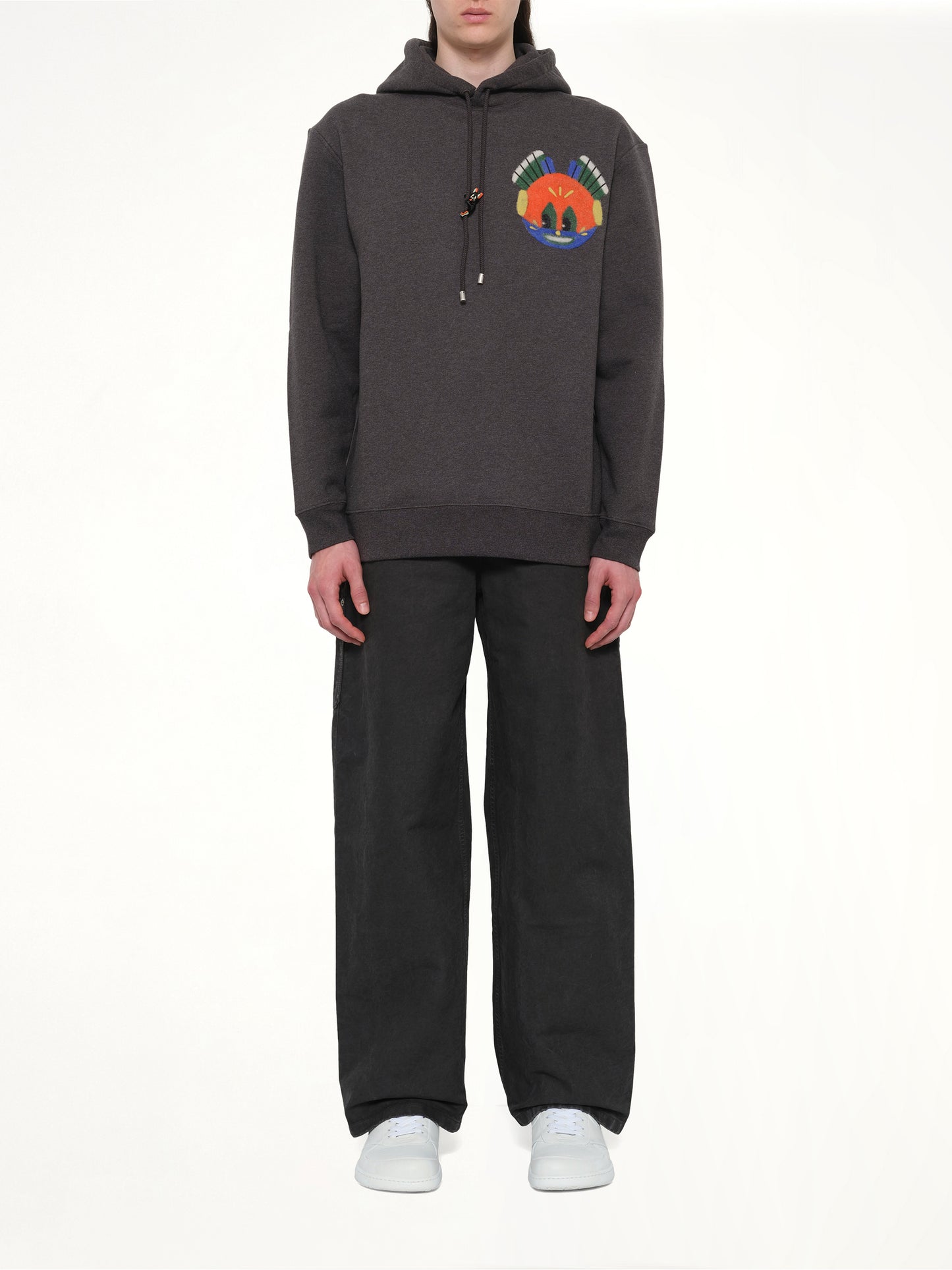 Louis Wain Hoodie in Dark Grey Melange