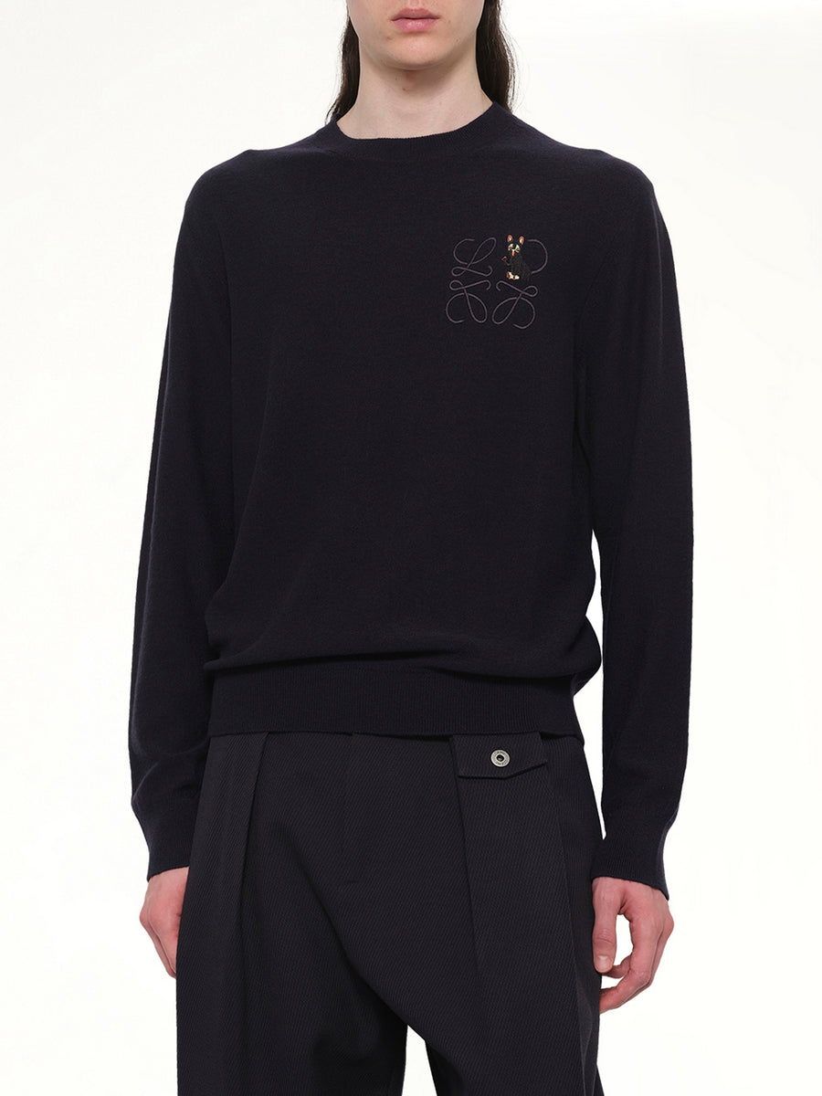 Louis Wain Knit Sweater in Dark Navy Blue