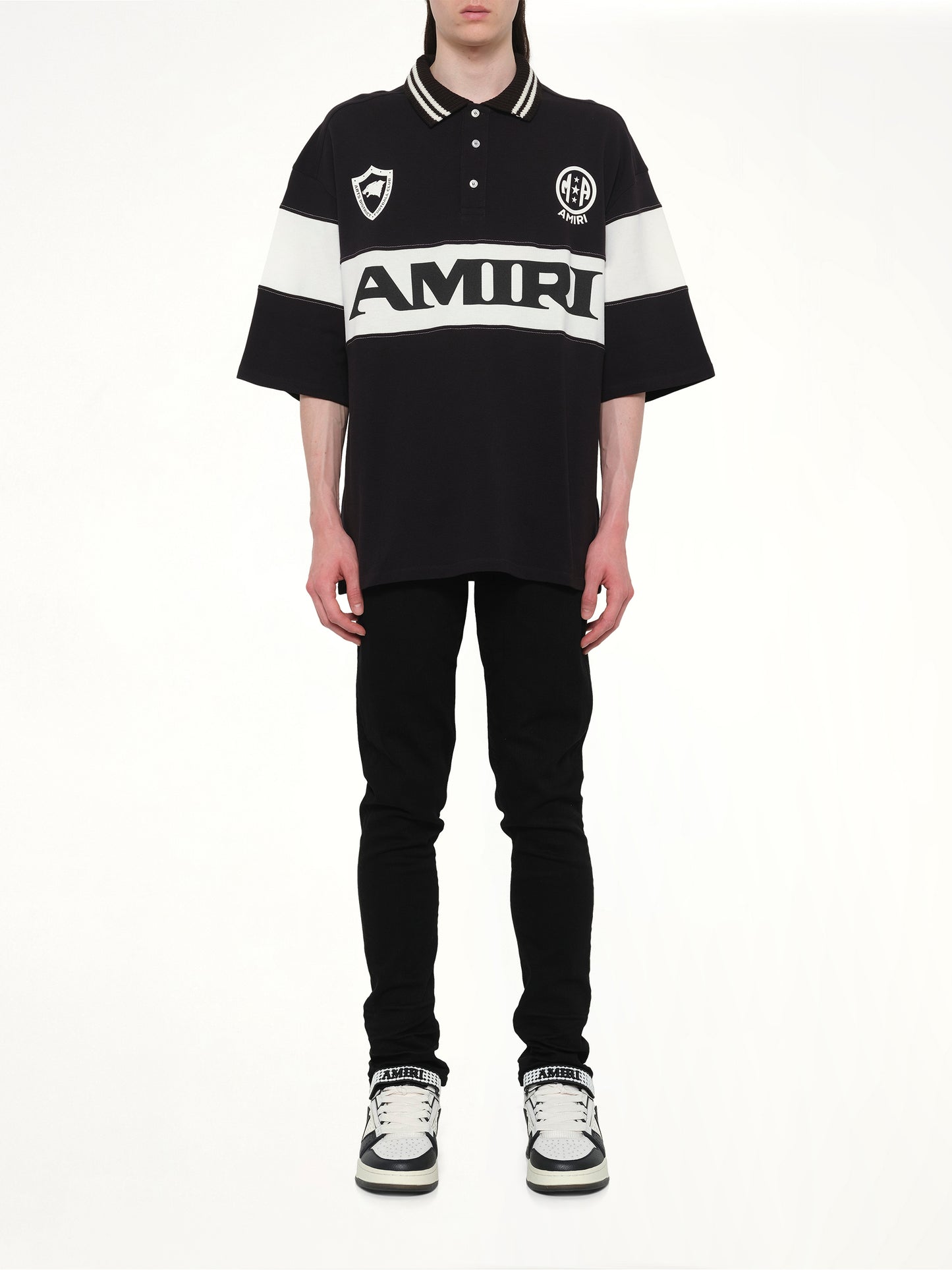 Amiri Sport Oversized Polo in Black
