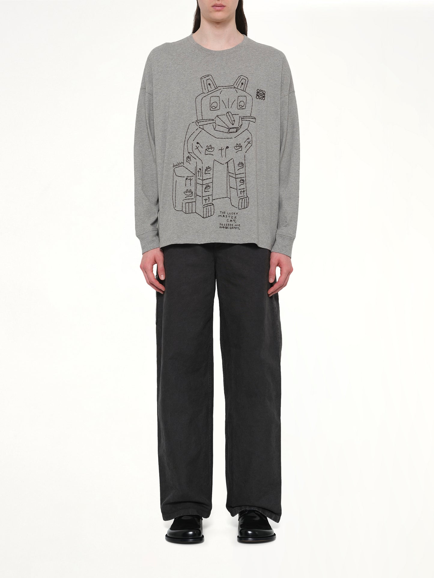 Louis Wain Long Sleeve T-Shirt in Grey Melange