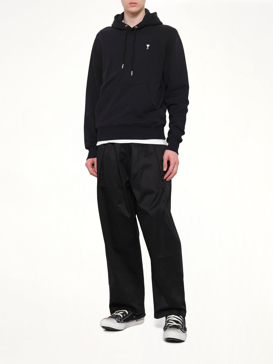 Contrasted Ami De Coeur Hoodie in Black