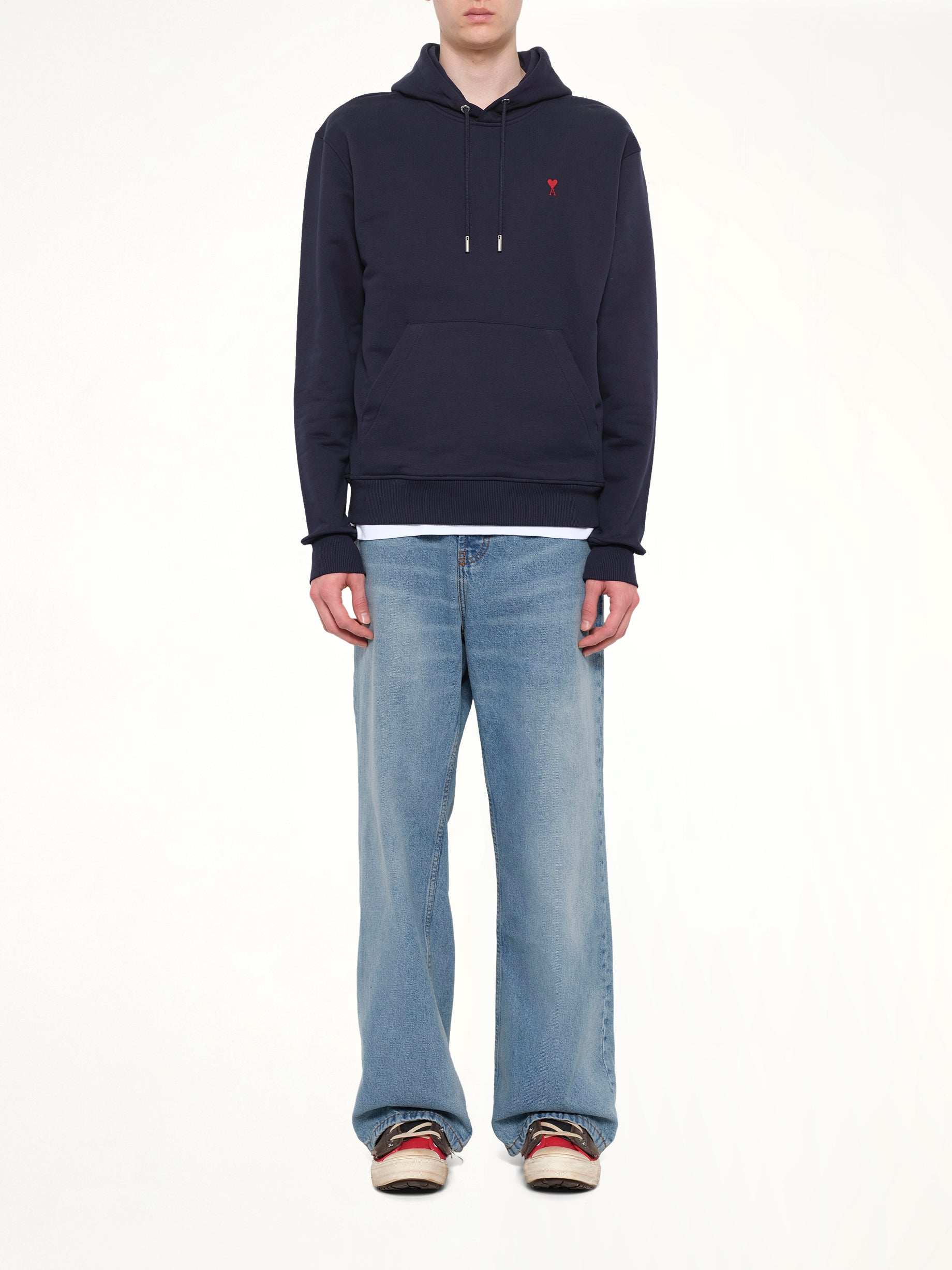 Red Ami De Coeur Hoodie in Navy
