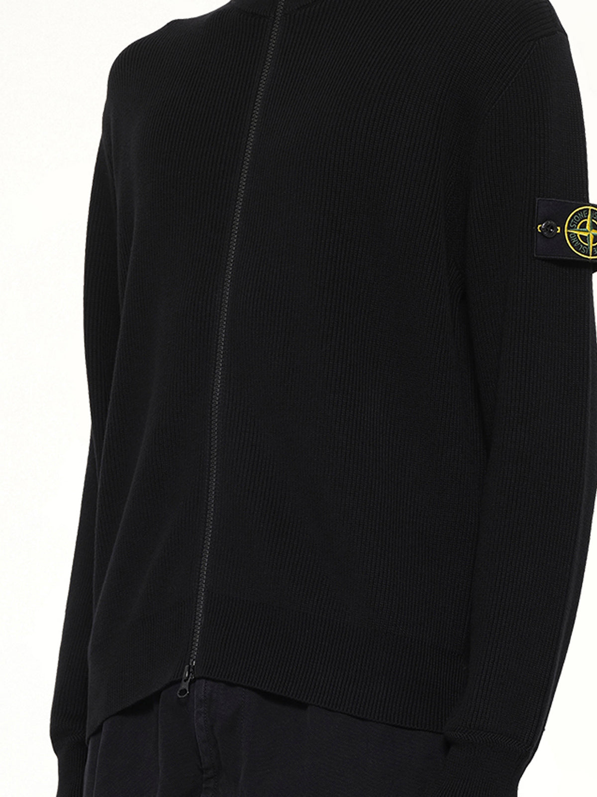 5100126 Ribbed Cotton Zip-Up Jumper in Black