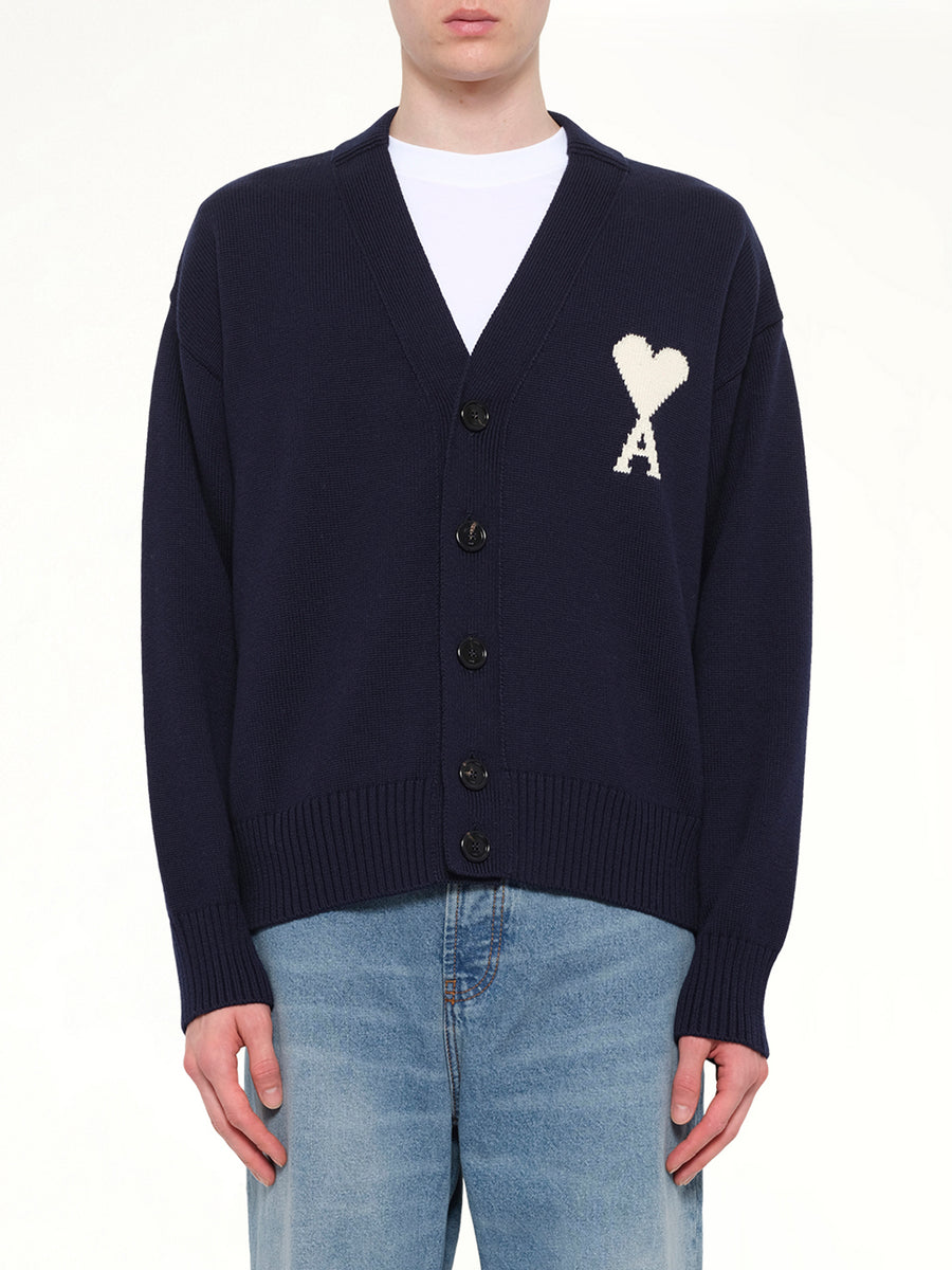 Contrasted Ami De Coeur Cardigan in Navy