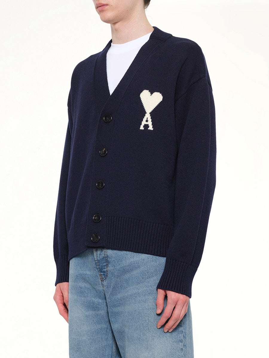 Contrasted Ami De Coeur Cardigan in Navy