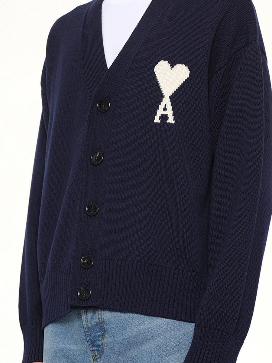 Contrasted Ami De Coeur Cardigan in Navy