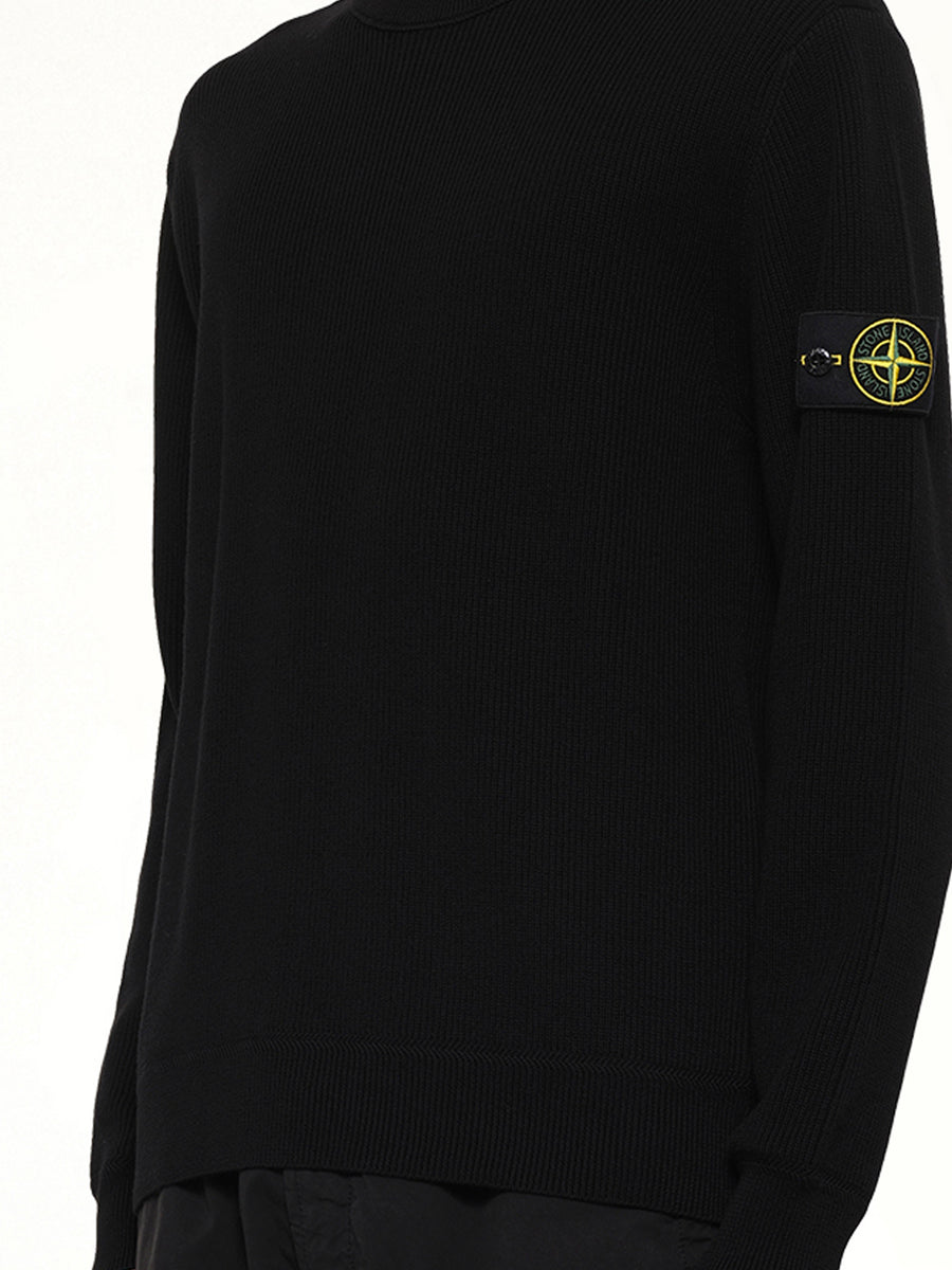 5100154 Ribbed Cotton Crewneck Sweater in Black