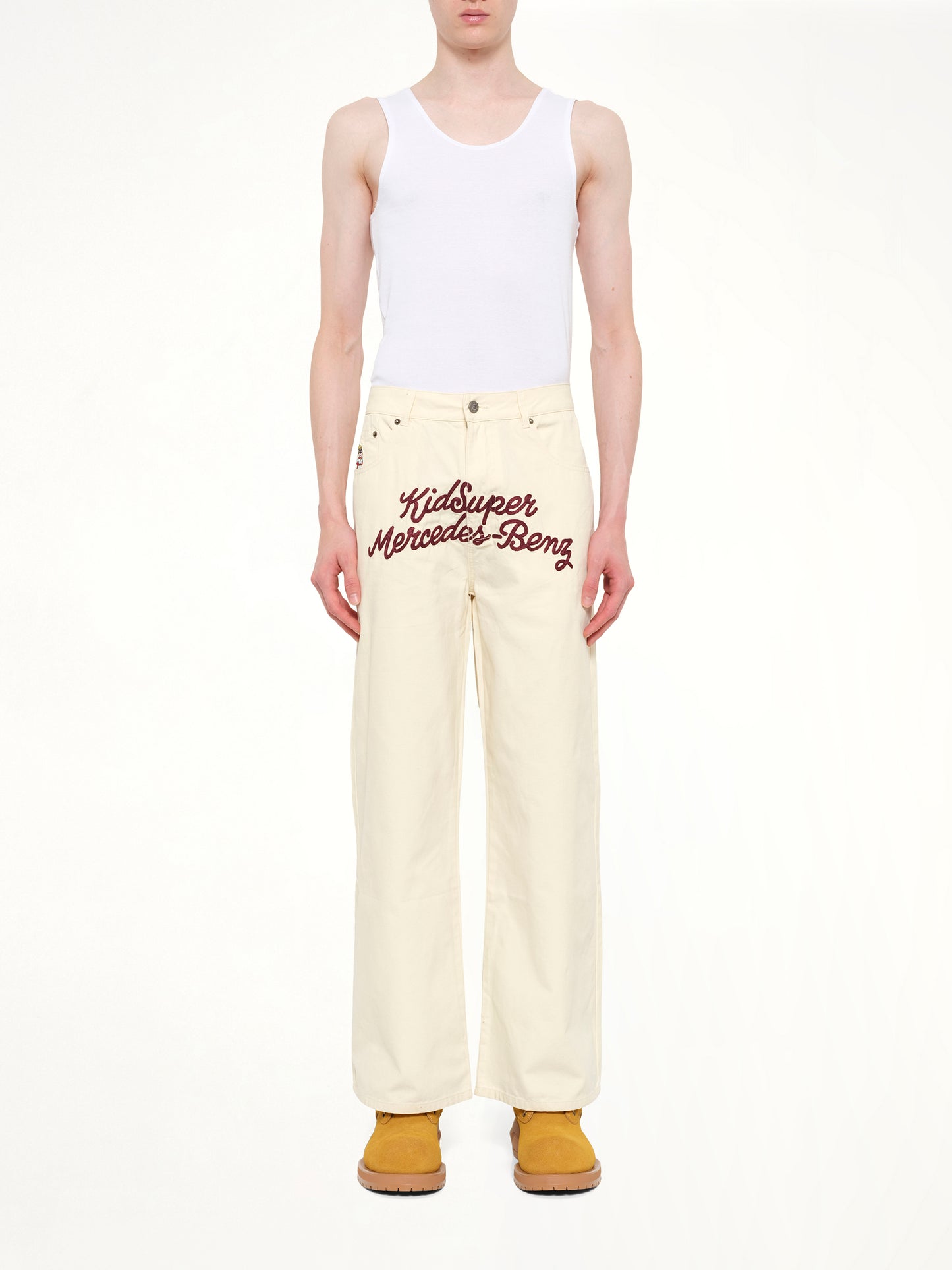 Kidsuper X Mercedes Benz Work Pants in Cream