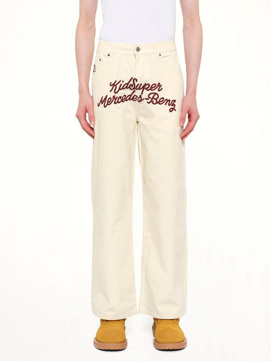 Kidsuper X Mercedes Benz Work Pants in Cream