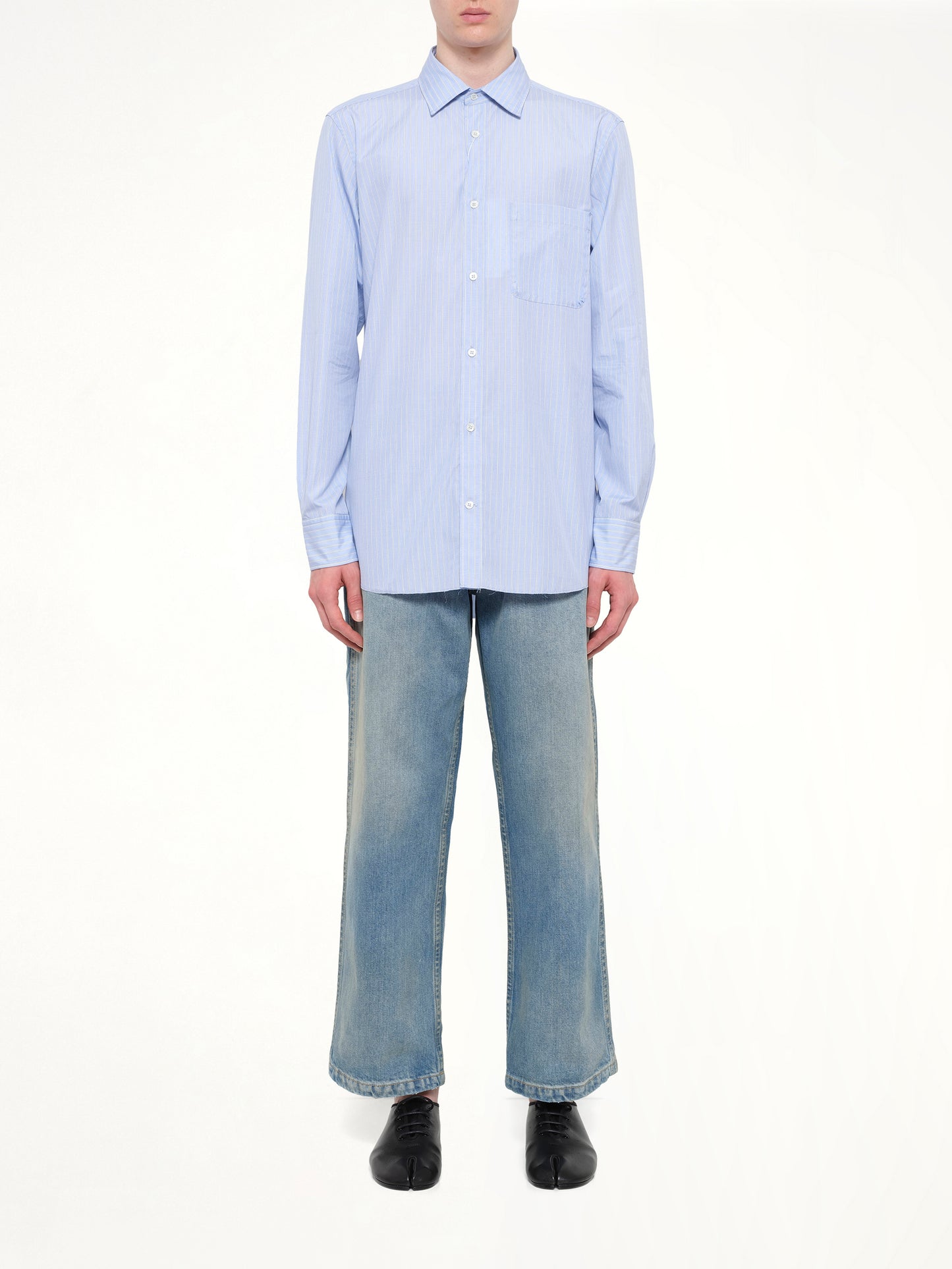 Stripe Long Sleeve Shirt in Blue