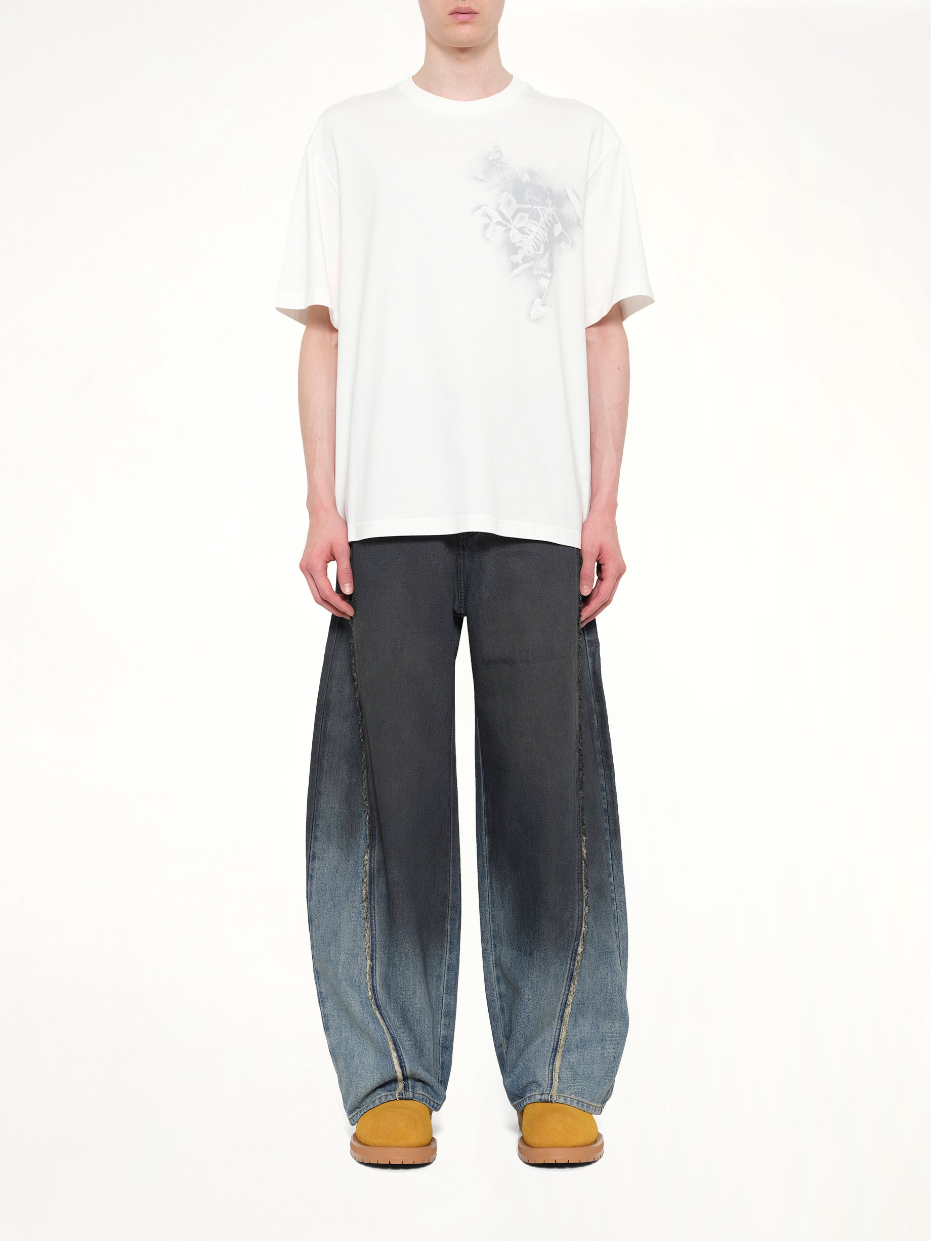 Spray Painted Plants Dye T-Shirt in White