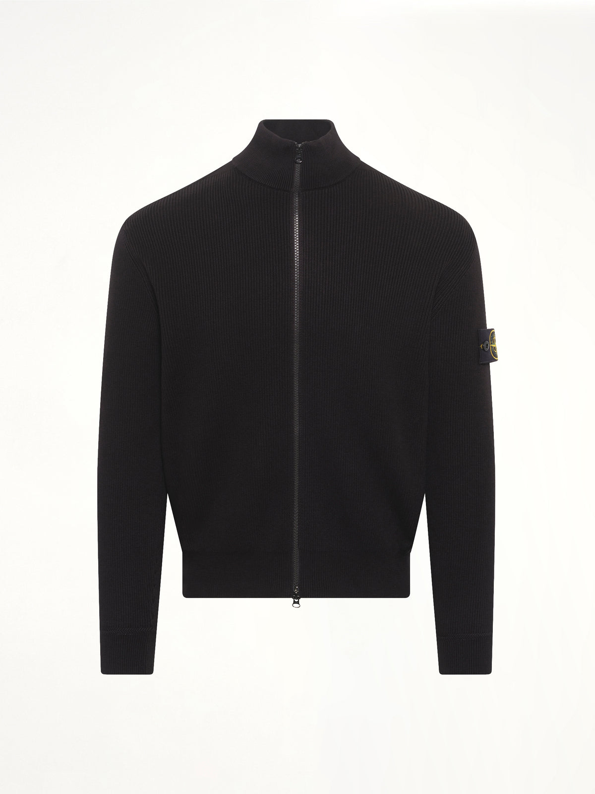 5100126 Ribbed Cotton Zip-Up Jumper in Black