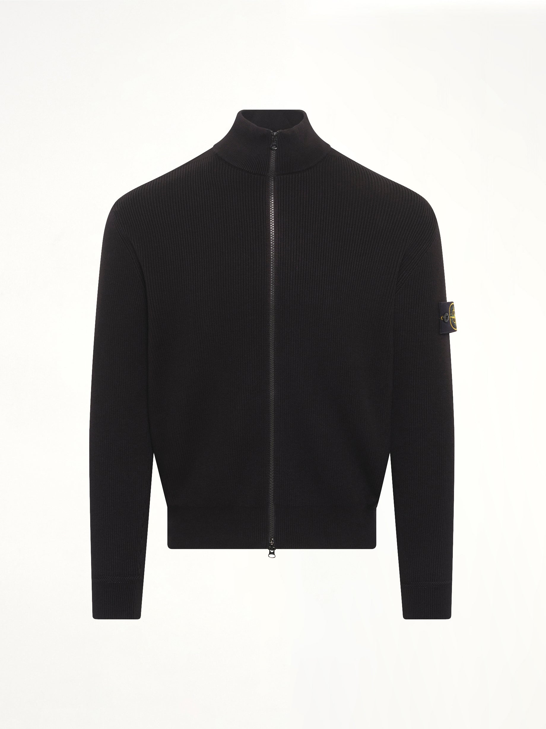 5100126 Ribbed Cotton Zip-Up Jumper in Black