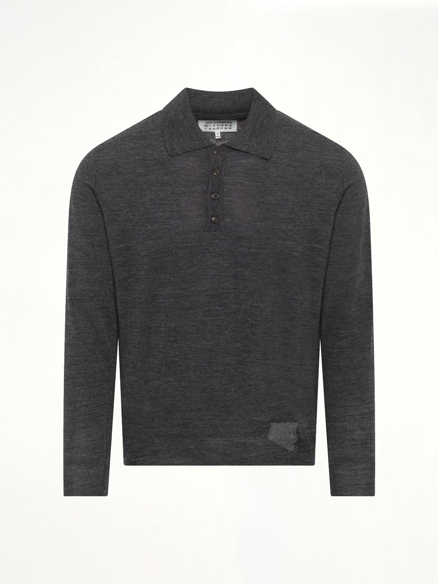 Knit Polo in Medium Grey