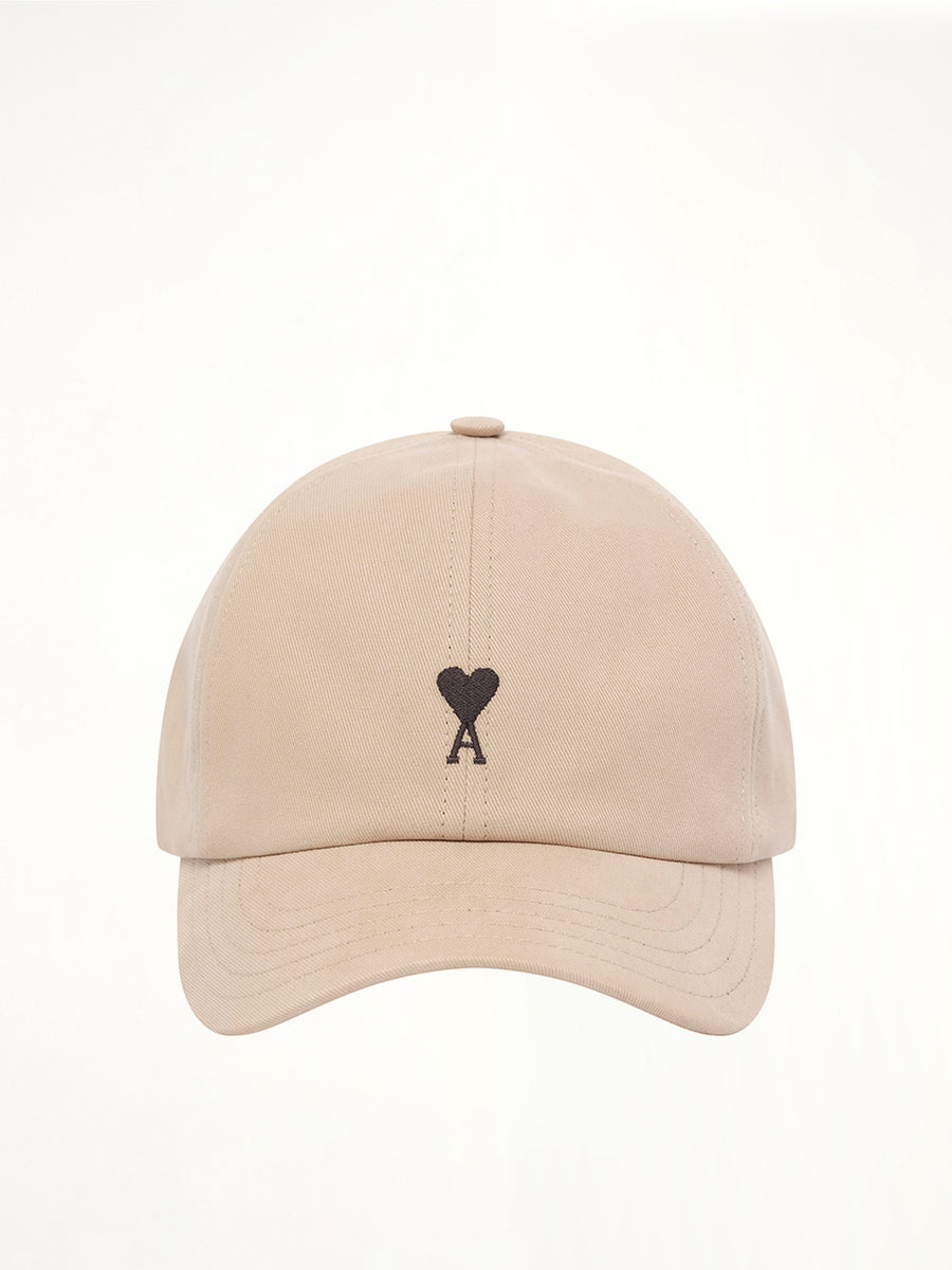 Red Ami De Coeur Embroidery Cap in Beige Taupe