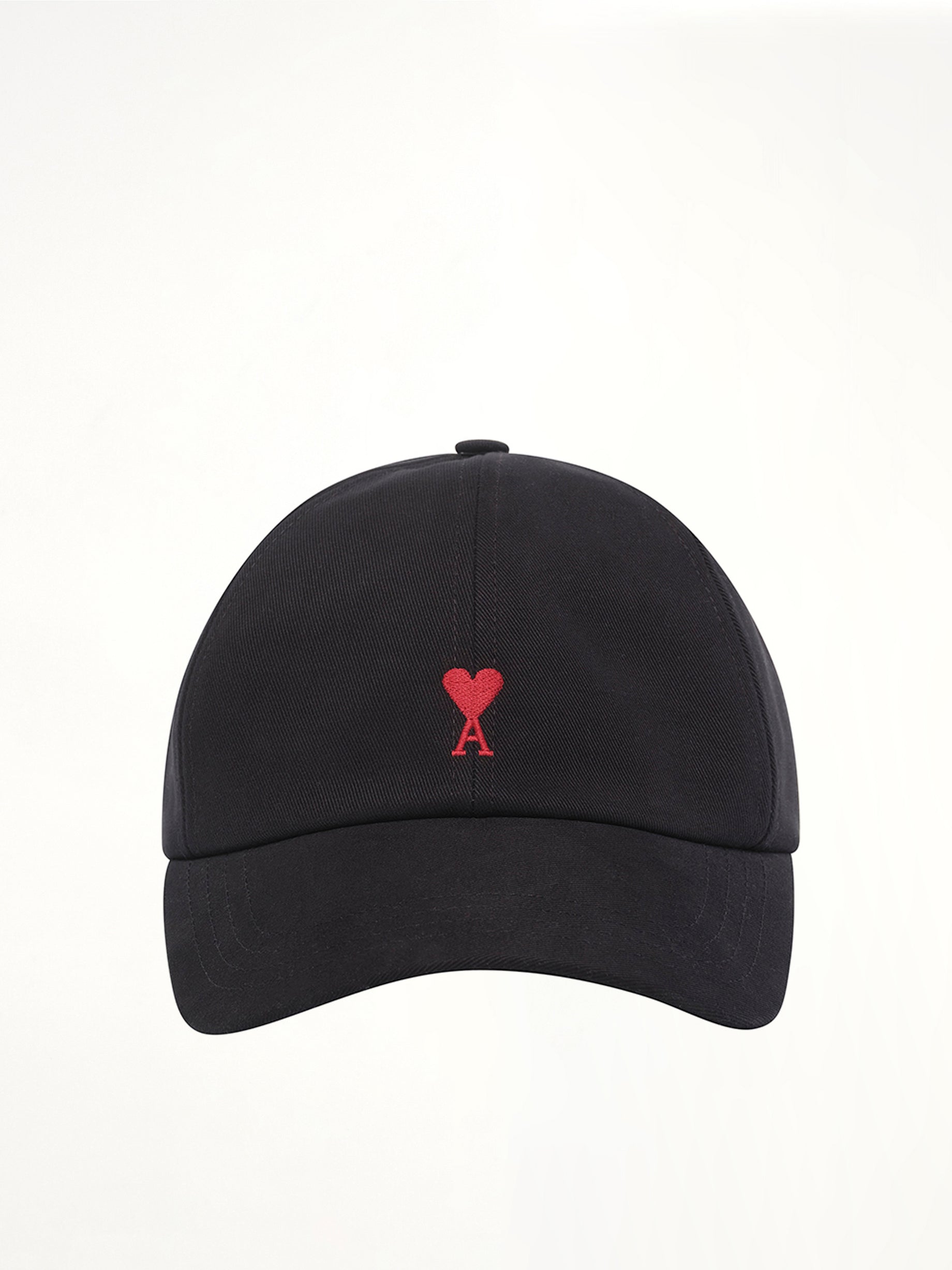 Red Ami De Coeur Embroidery Cap in Black
