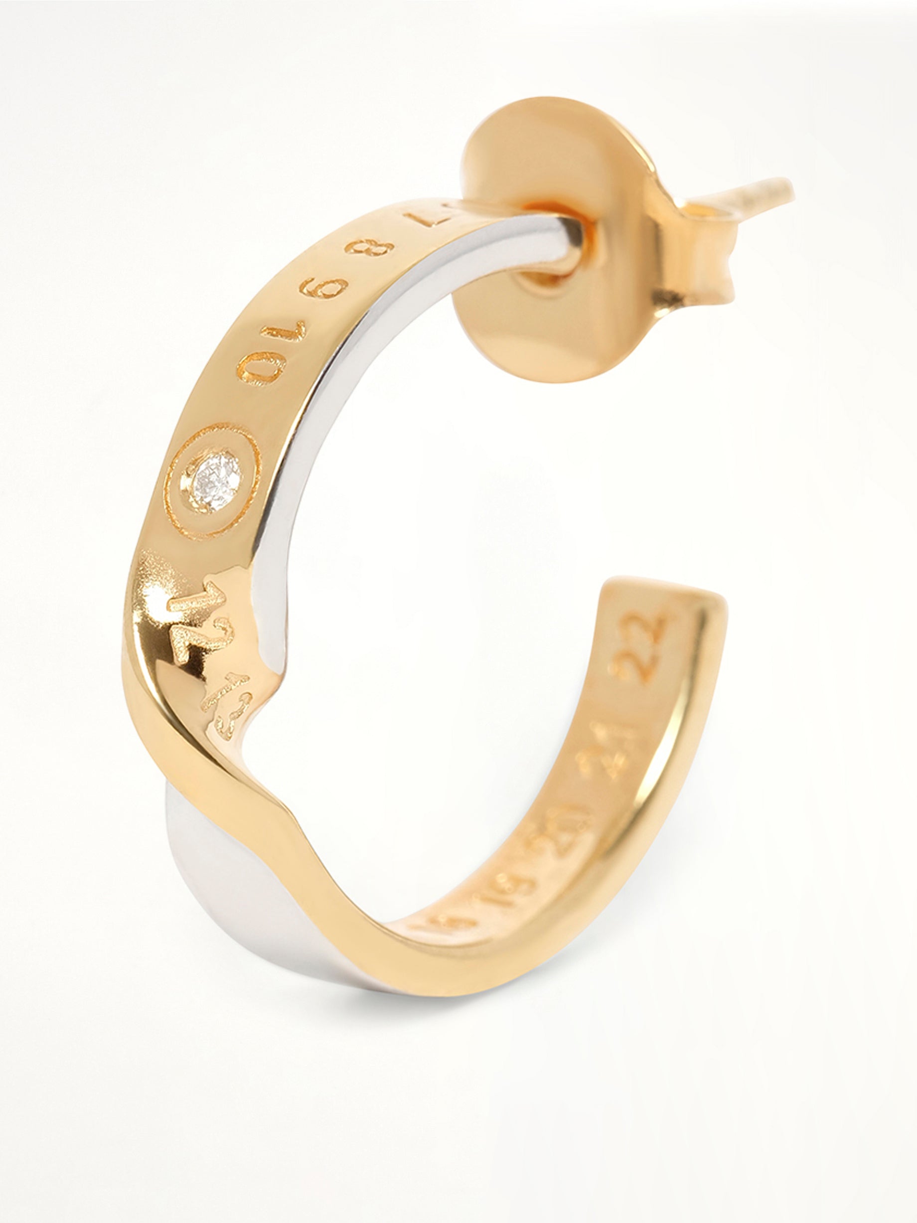 Lab-Grown Diamond Numbers Earrings 4mm in Gold Coated Silver