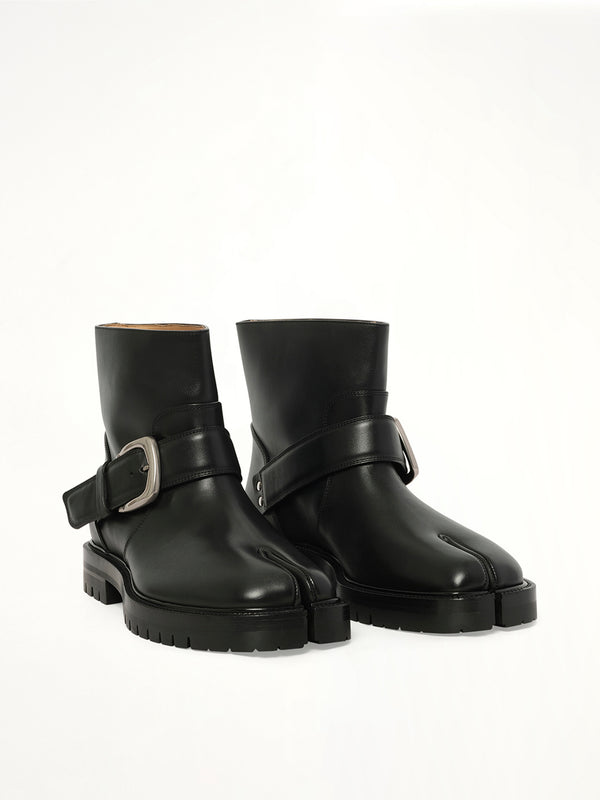 Tabi County Buckle Ankle Boots in Black Front View | MAISON MARGIELA