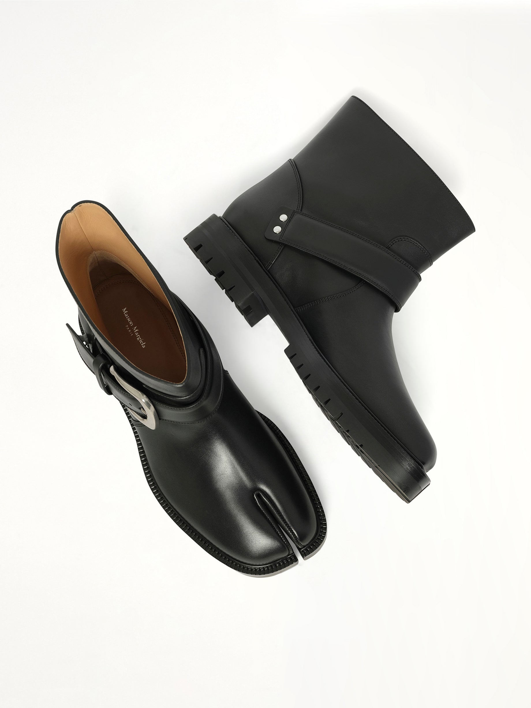Tabi County Buckle Ankle Boots in Black Top View | MAISON MARGIELA
