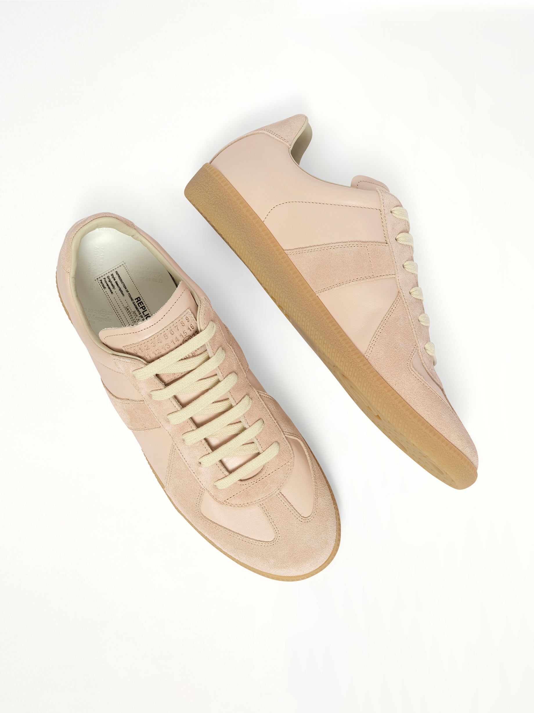 Replica Leather Sneaker in Almond Peach Top View | MAISON MARGIELA