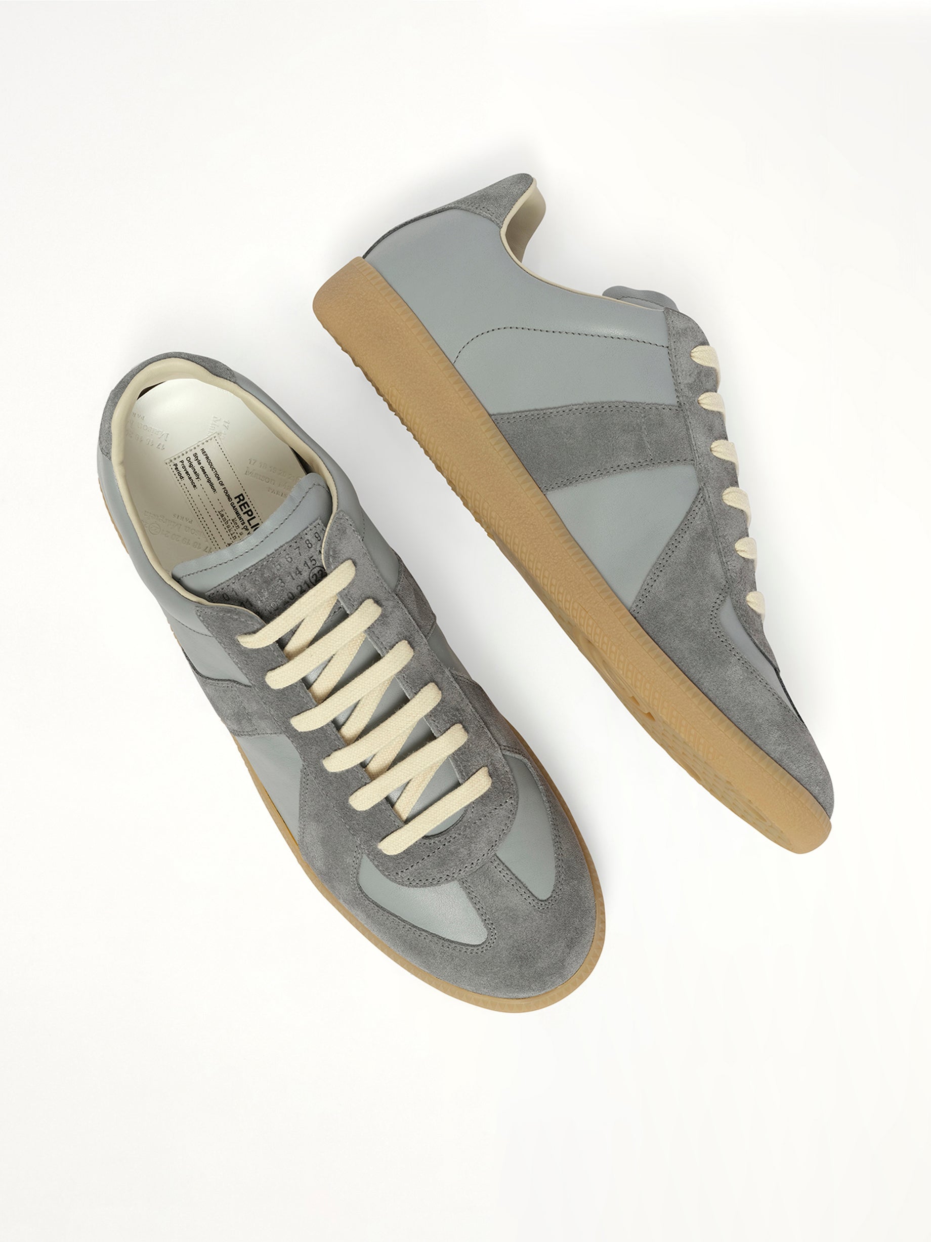 Replica Leather Sneaker in Ghost Gray Top View | MAISON MARGIELA
