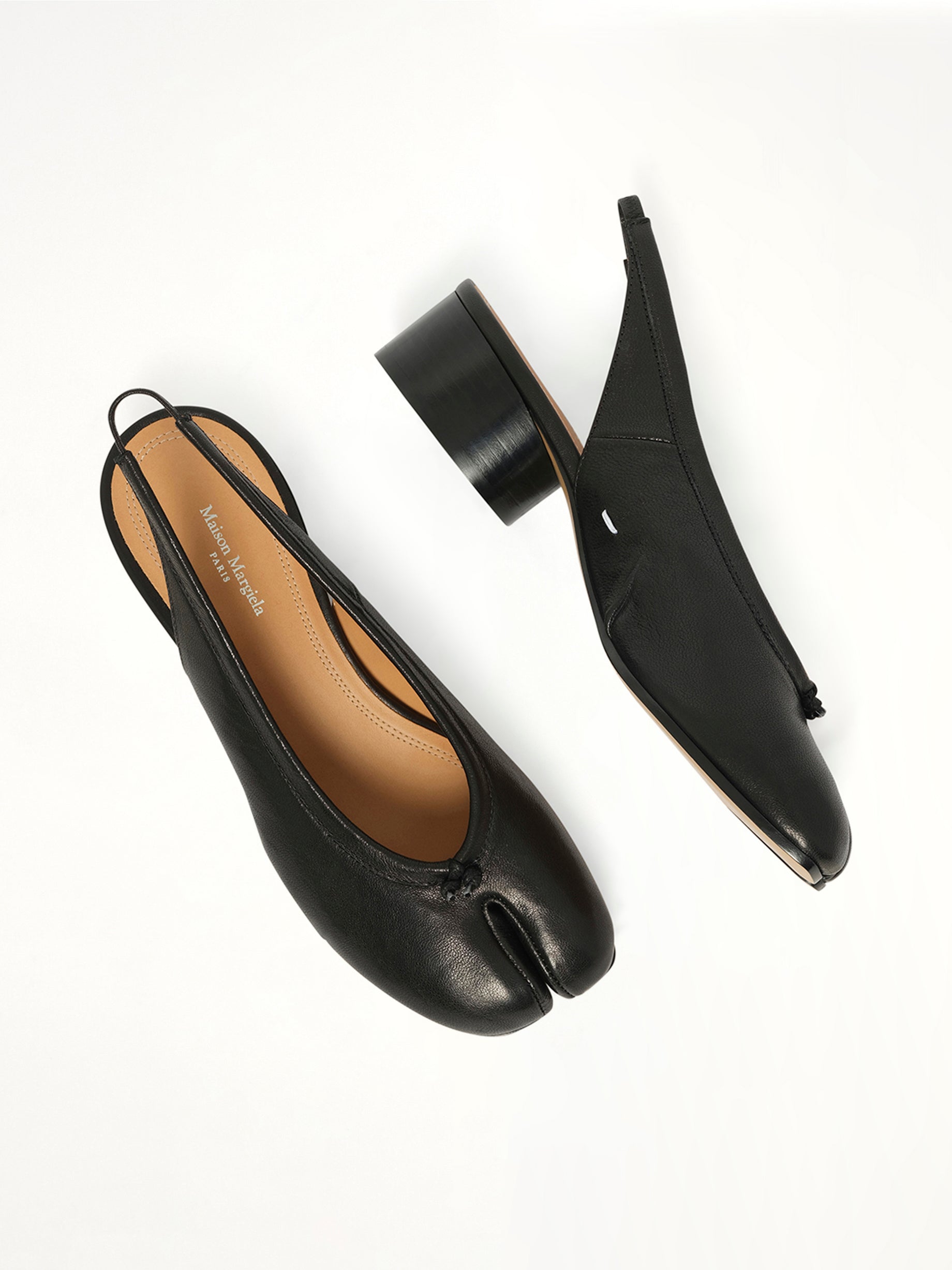 Tabi New Ballerina Slingback H30 in Black Top View | MAISON MARGIELA