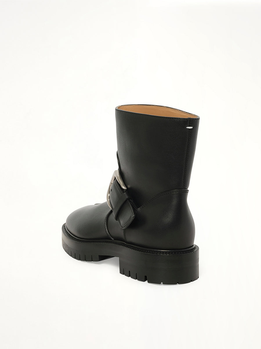 Tabi County Buckle Ankle Boots in Black Back View | MAISON MARGIELA