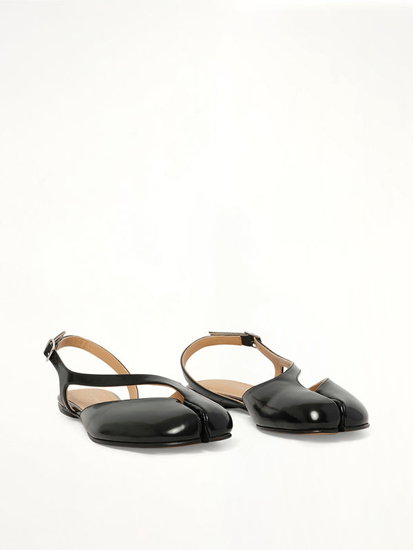 Tabi Flat Slingback in Black Front View | MAISON MARGIELA