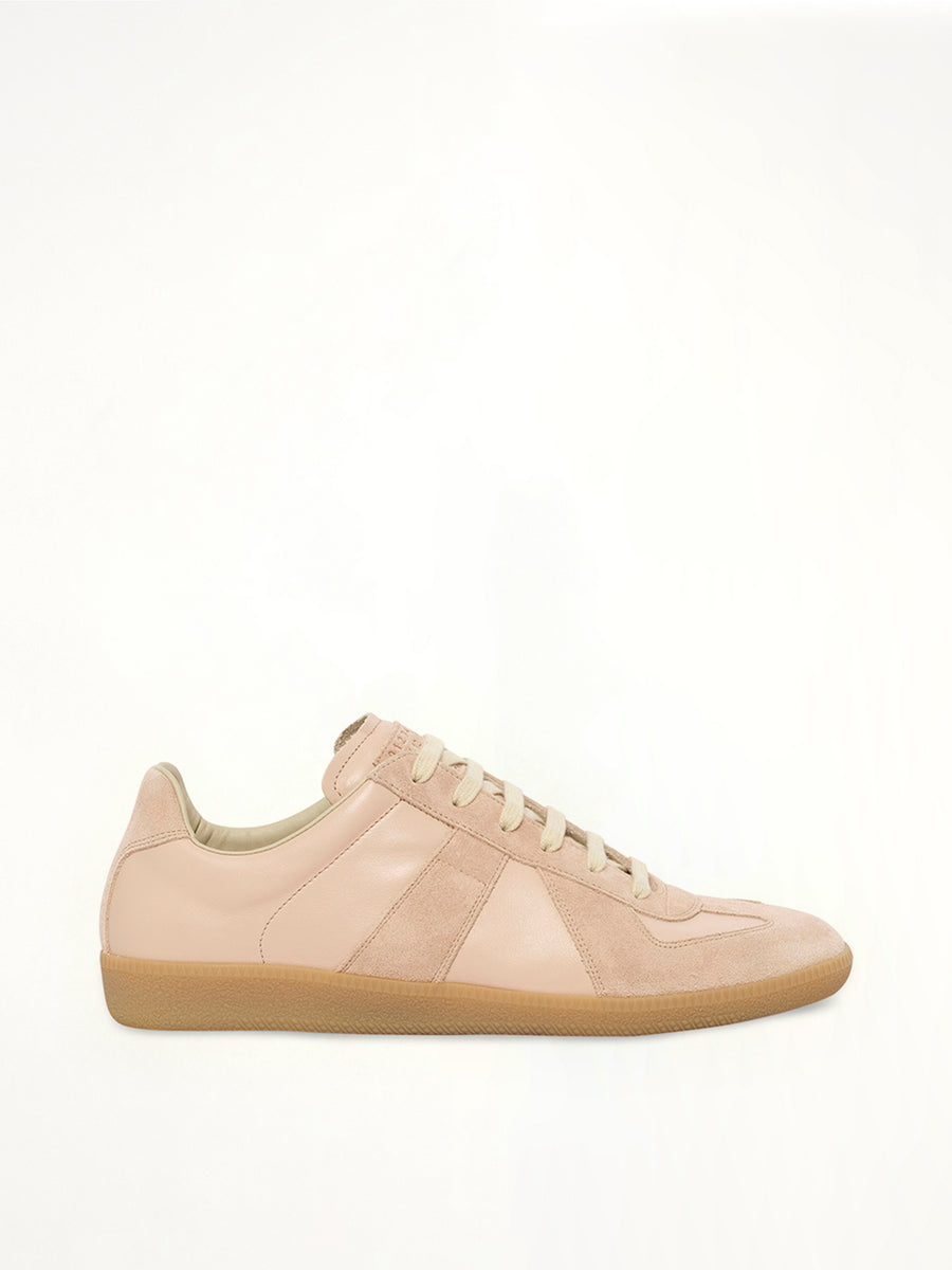 Replica Leather Sneaker in Almond Peach Side View | MAISON MARGIELA