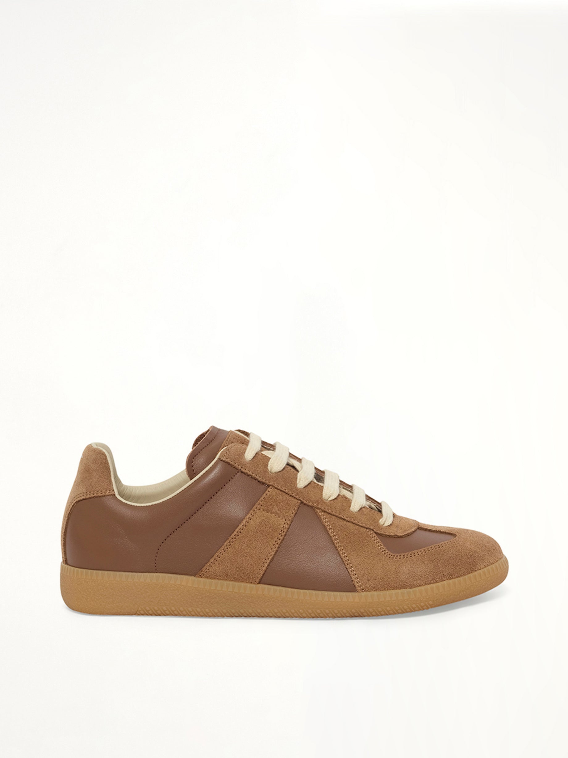 Replica Leather Sneaker in Emperador Side View | MAISON MARGIELA