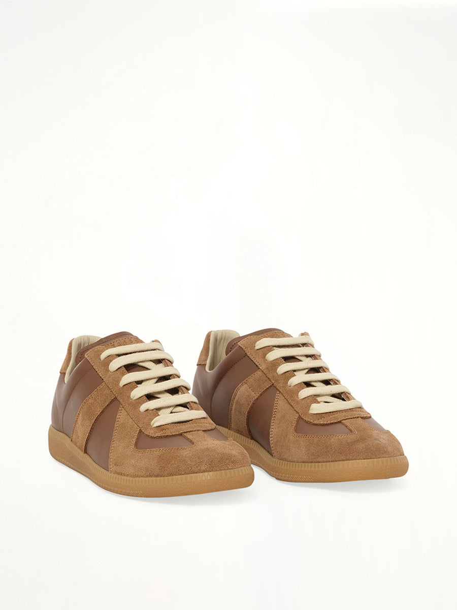 Replica Leather Sneaker in Emperador Front View | MAISON MARGIELA