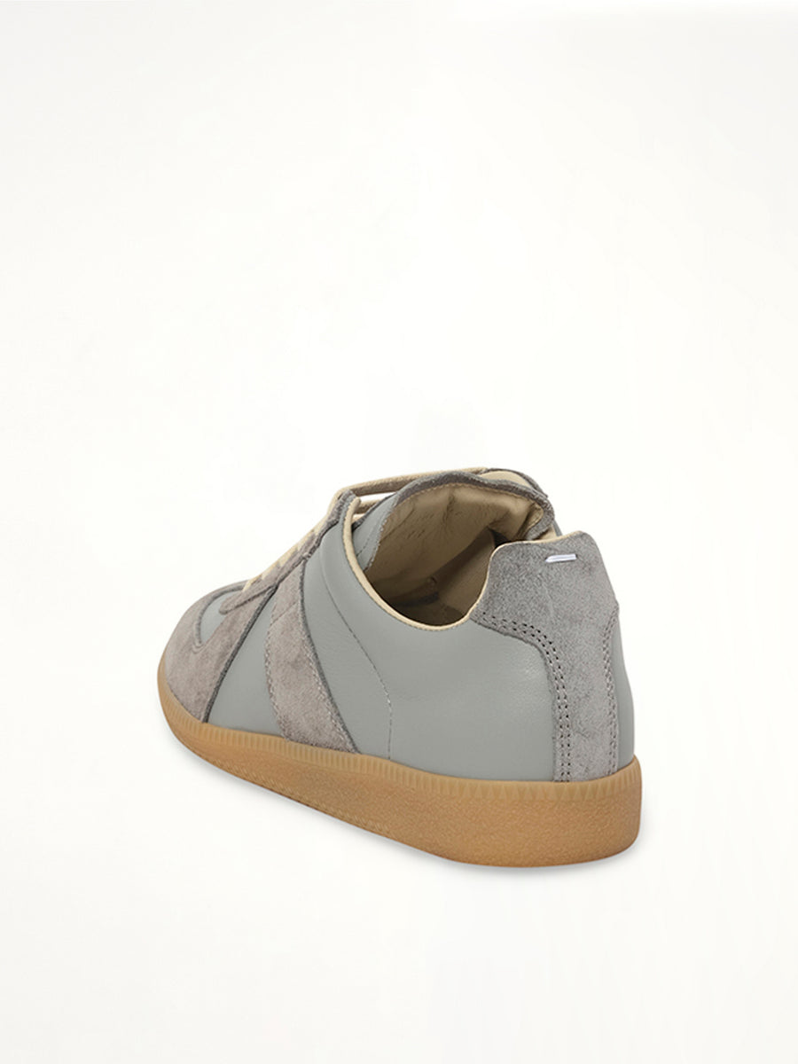 Replica Leather Sneaker in Ghost Grey Back View | MAISON MARGIELA