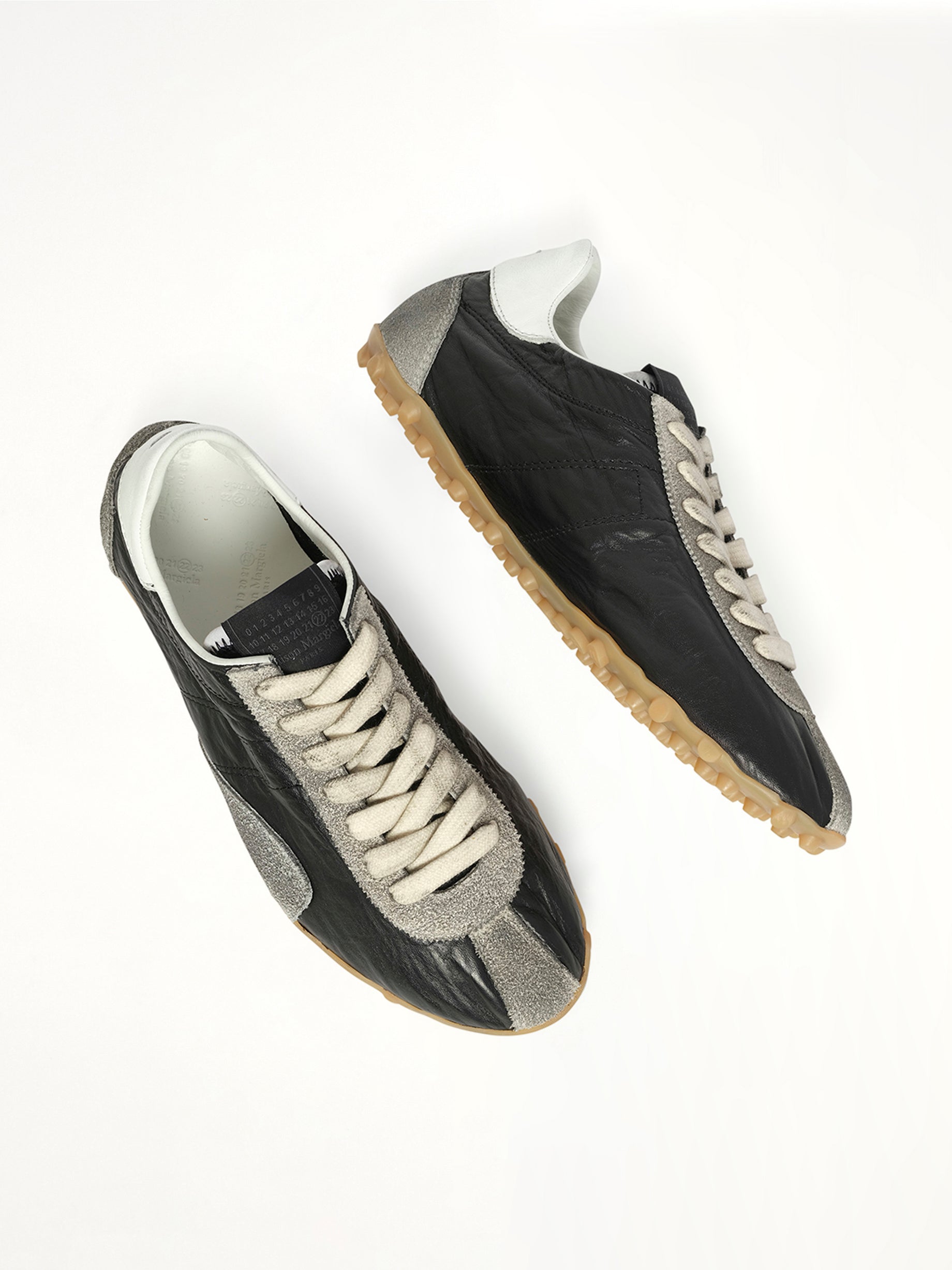 Sprinters Low Sneaker in Black/White/Grey Top View | MAISON MARGIELA