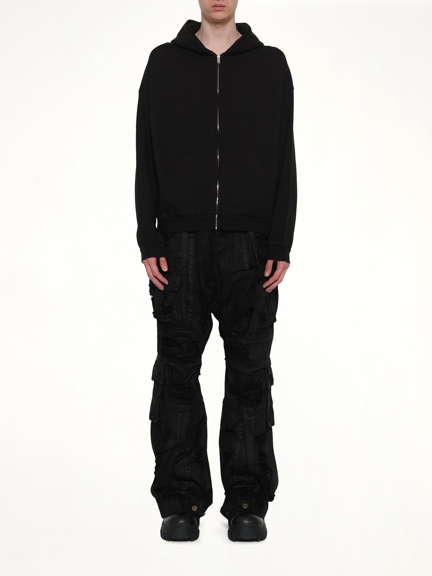 Logo Zip-Up Hoodie in Black