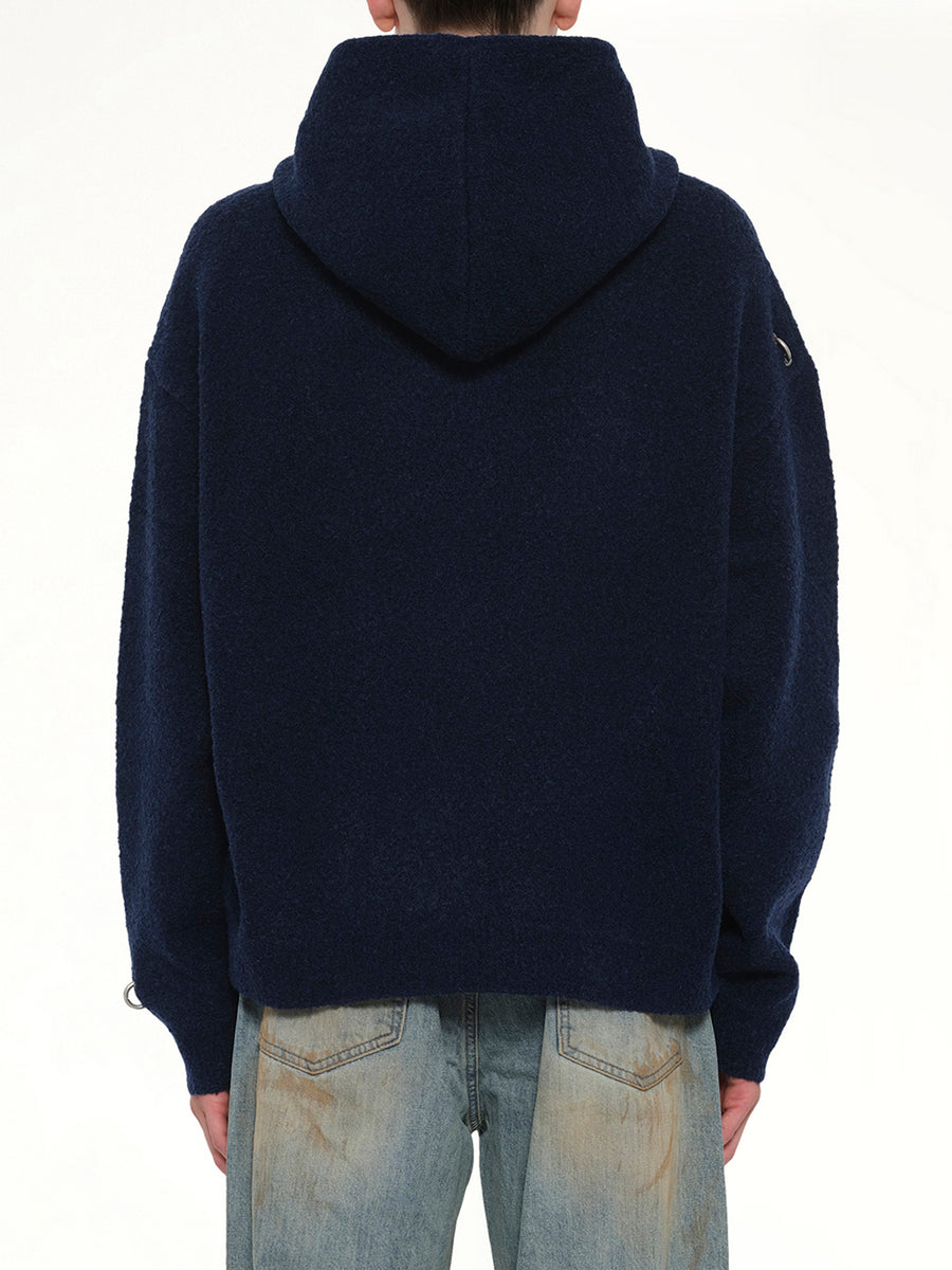 Rose with Thorns Zip-Up Hoodie in Dark Navy