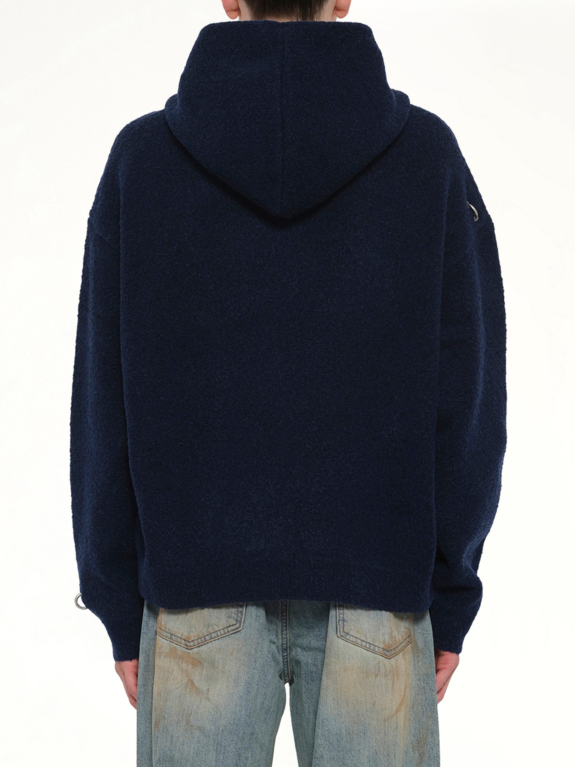 Rose with Thorns Zip-Up Hoodie in Dark Navy