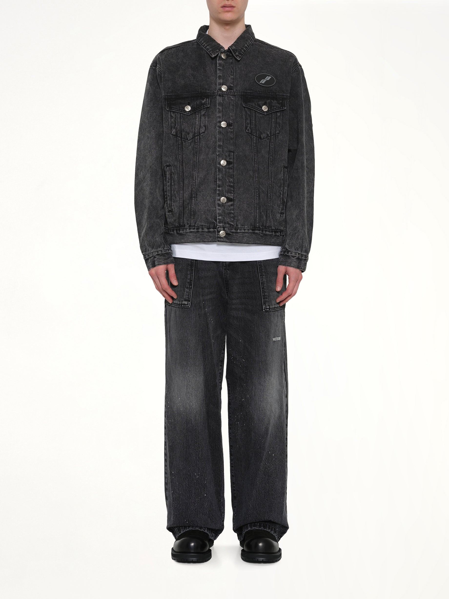 Oversized Denim Jacket in Washed Black