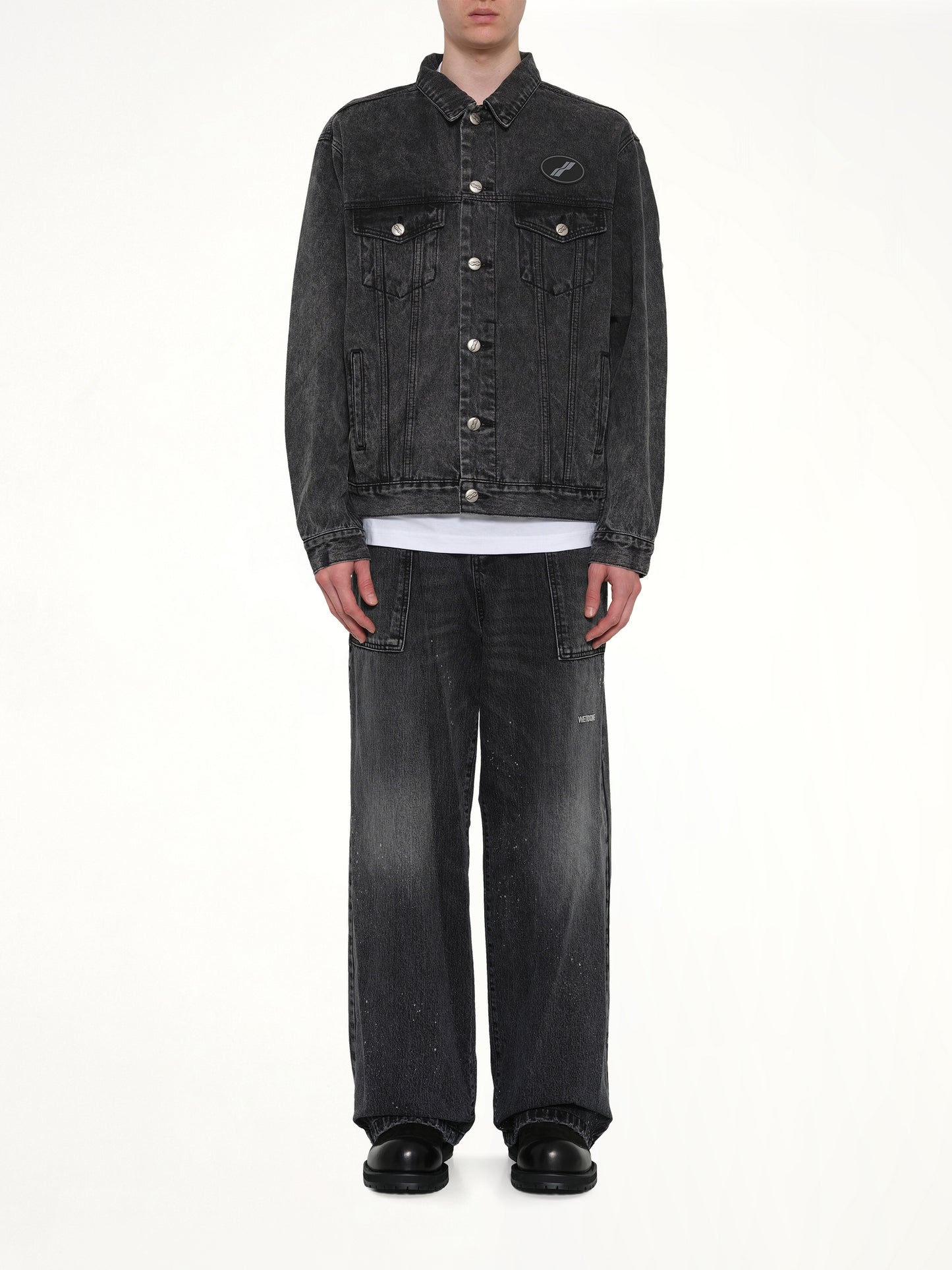 Oversized Denim Jacket in Washed Black