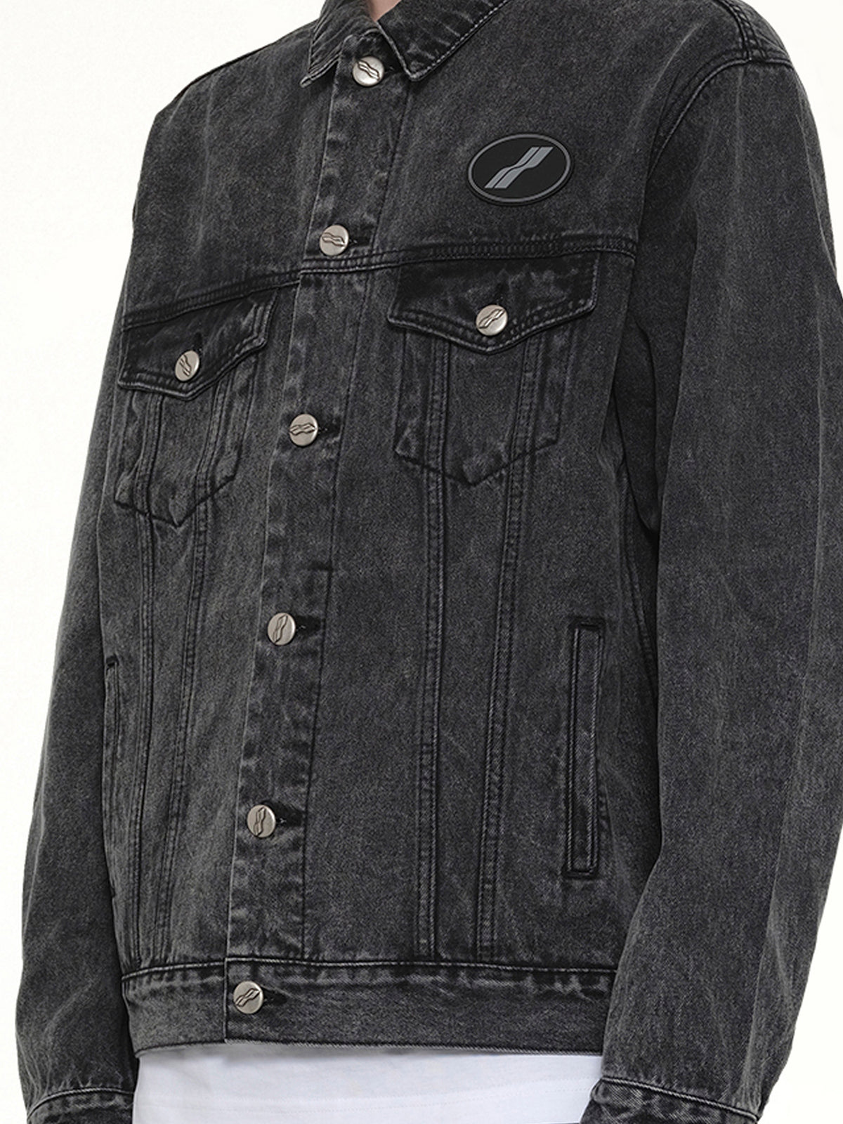 Oversized Denim Jacket in Washed Black