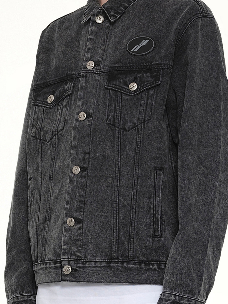Oversized Denim Jacket in Washed Black