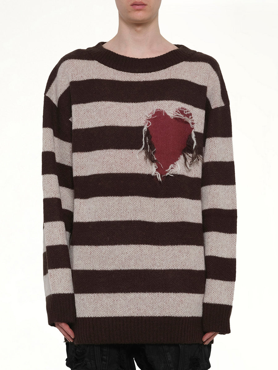 Grunge Stripe Pullover in Brown