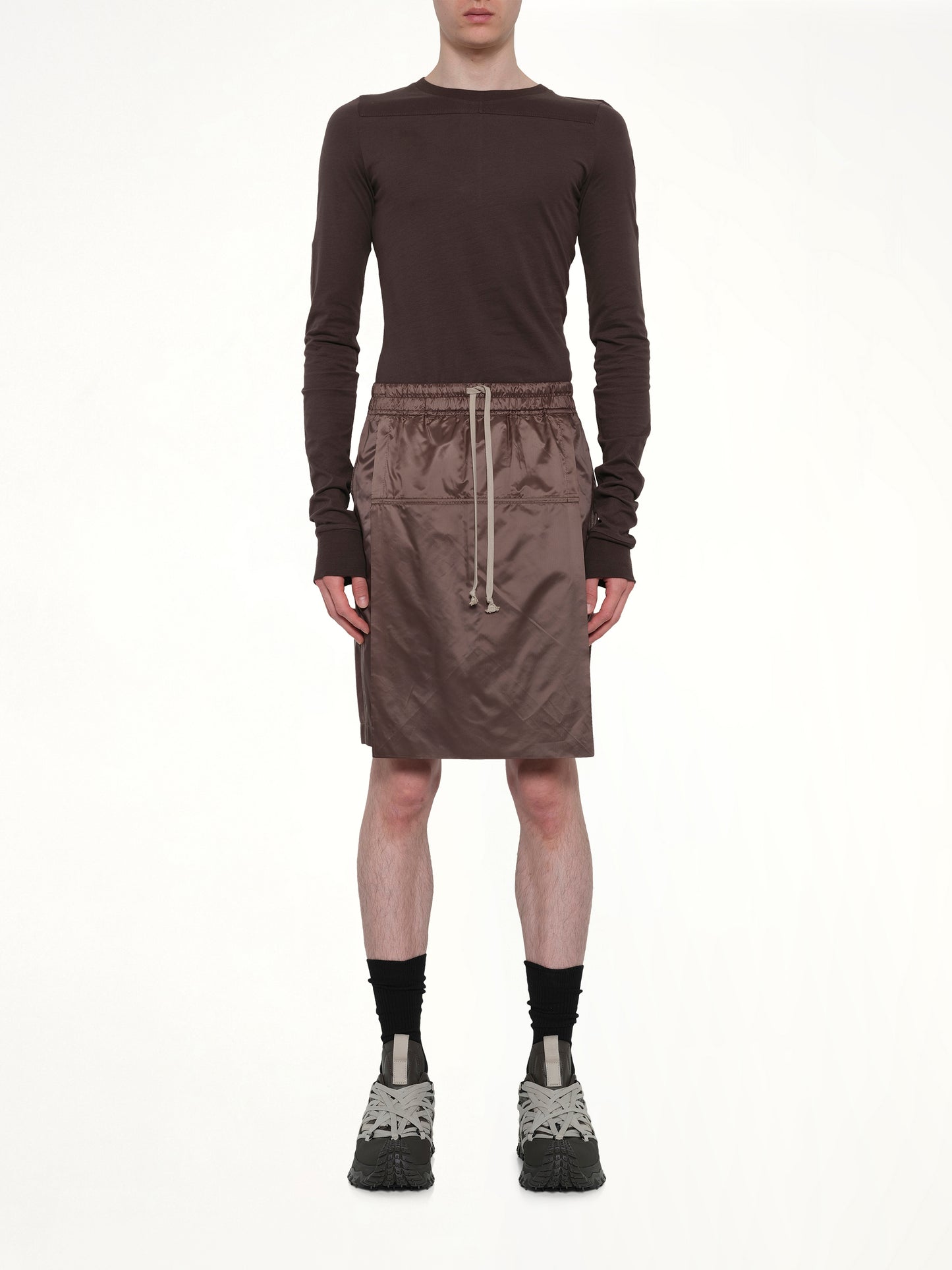 Rick Owens x Moncler Kiltshorts in Dark Dust