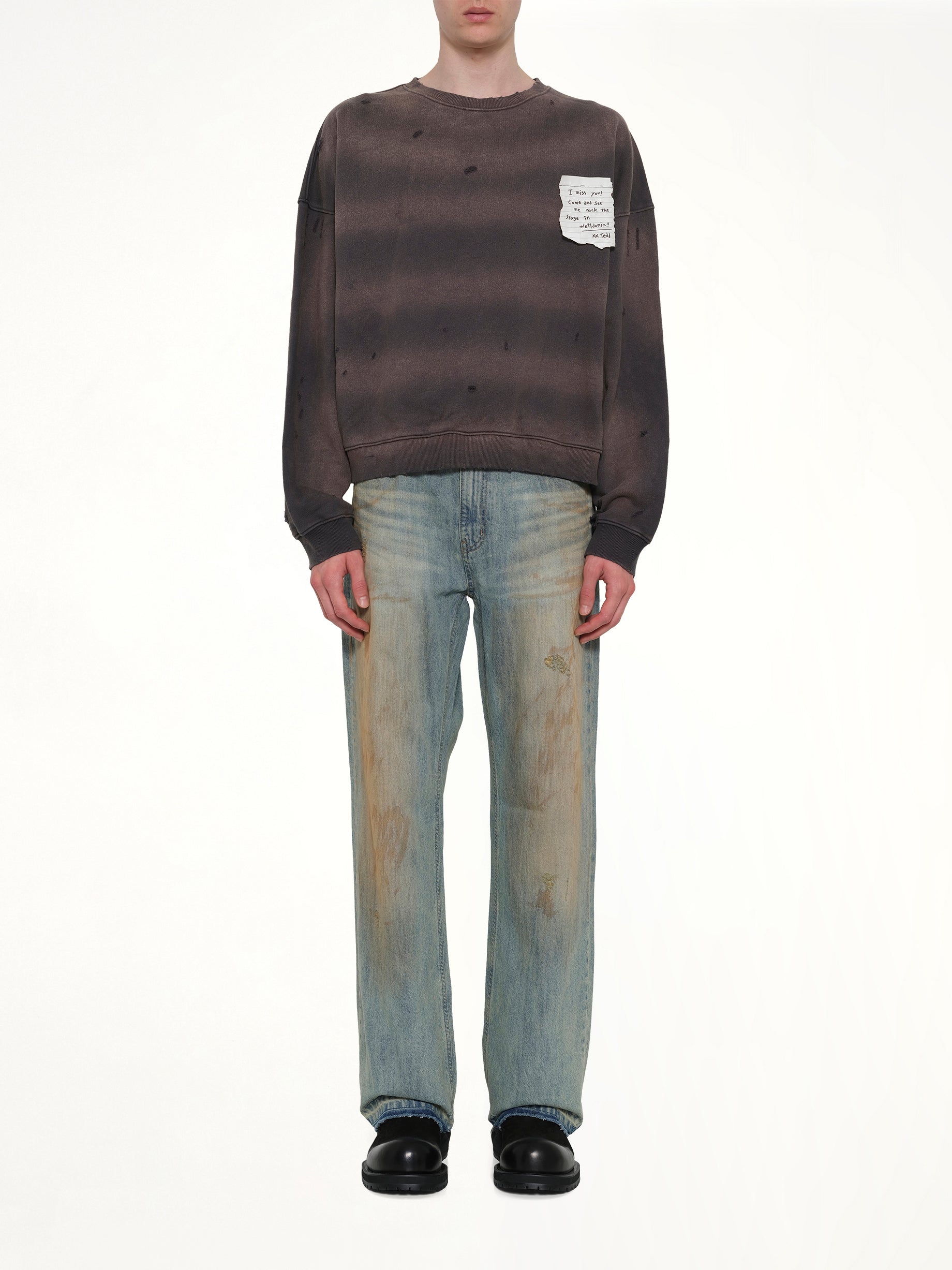 Paper Note Grunge Sweatshirt in Charcoal
