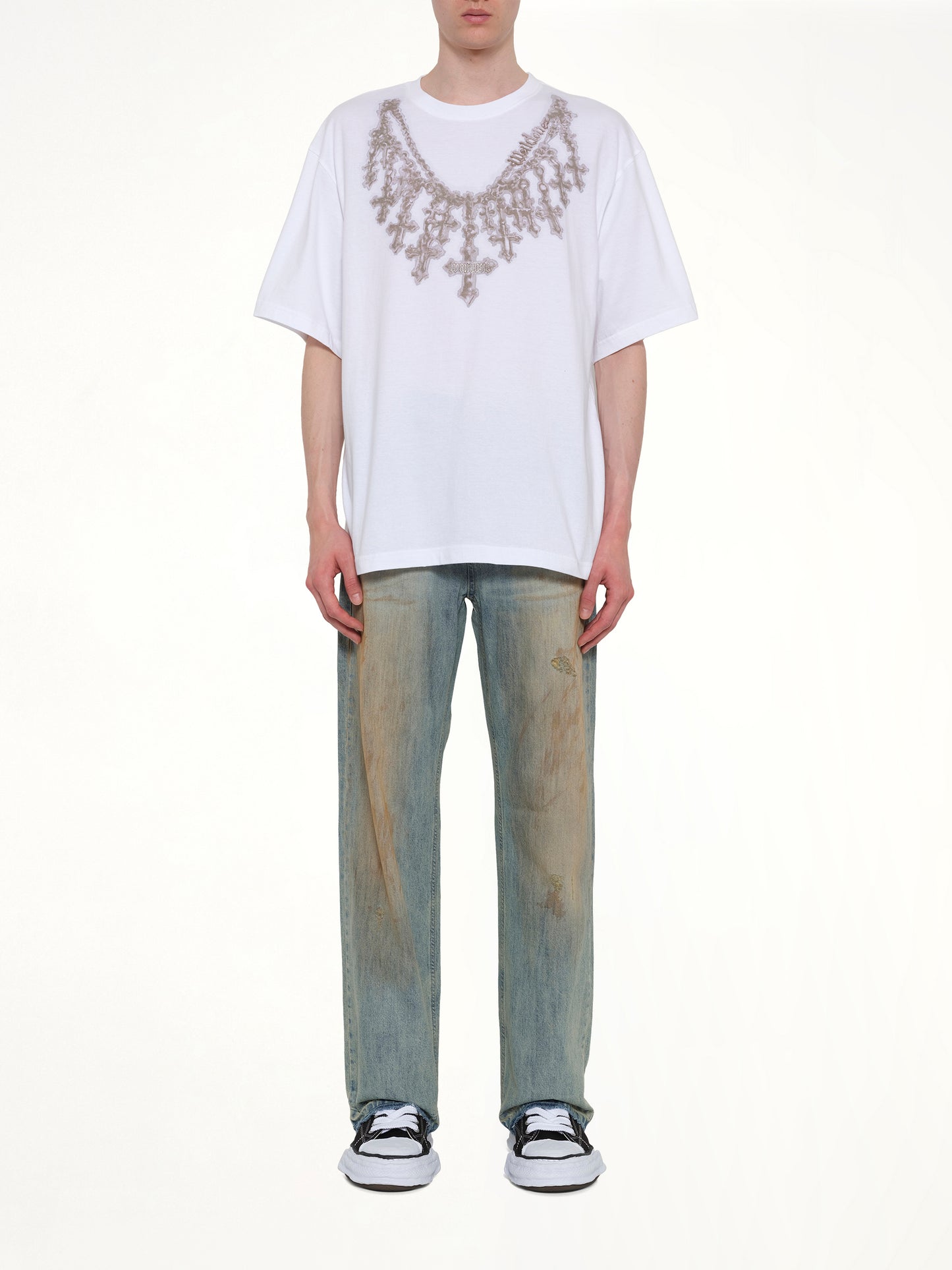 Cross Necklace T-Shirt in White