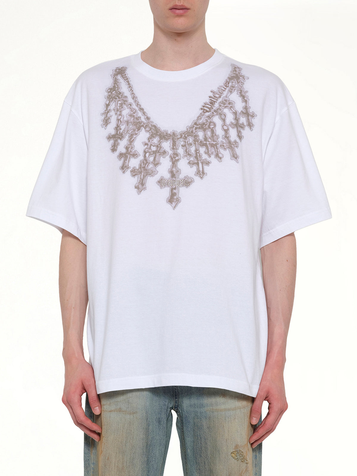 Cross Necklace T-Shirt in White
