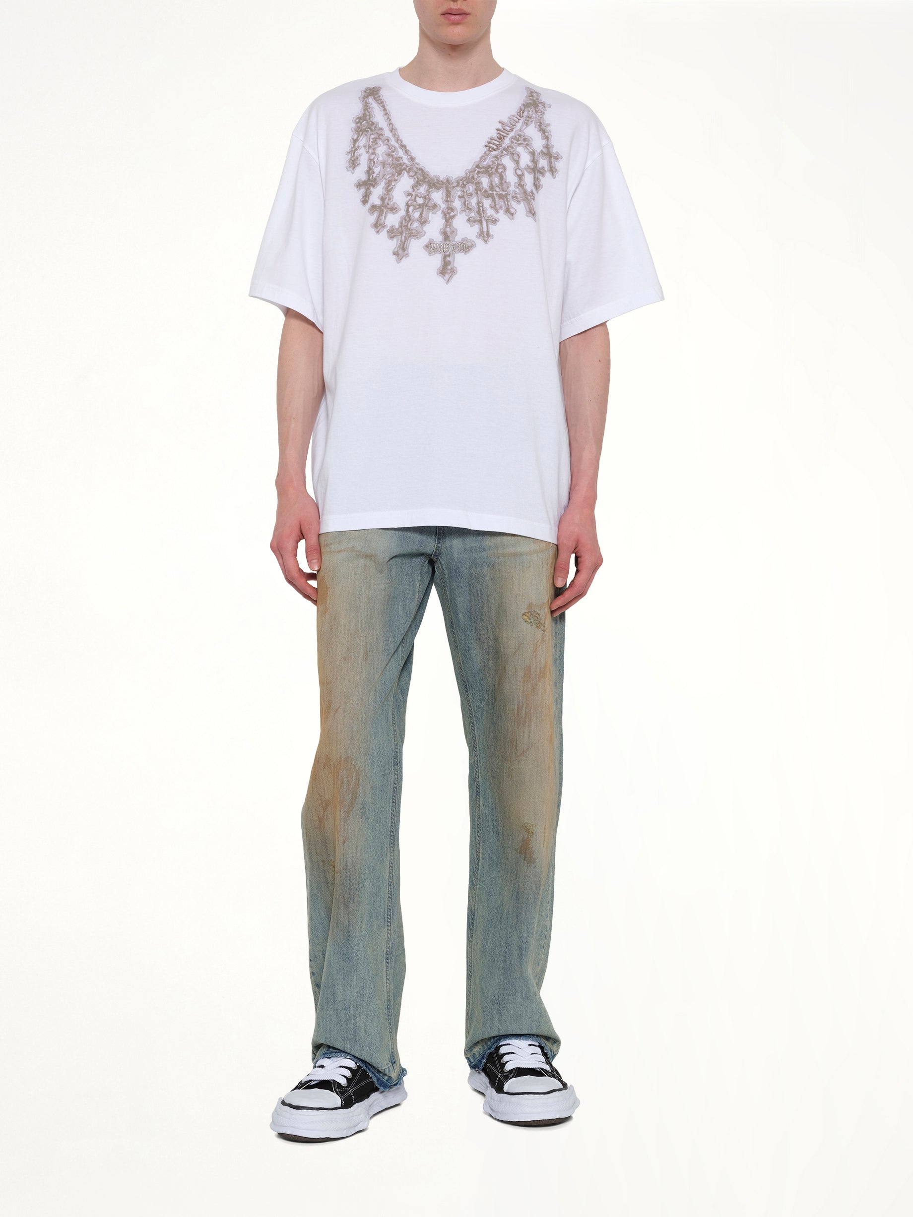 Cross Necklace T-Shirt in White