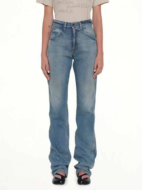 Straight 5 Pocket Jeans in Light Blue Indigo