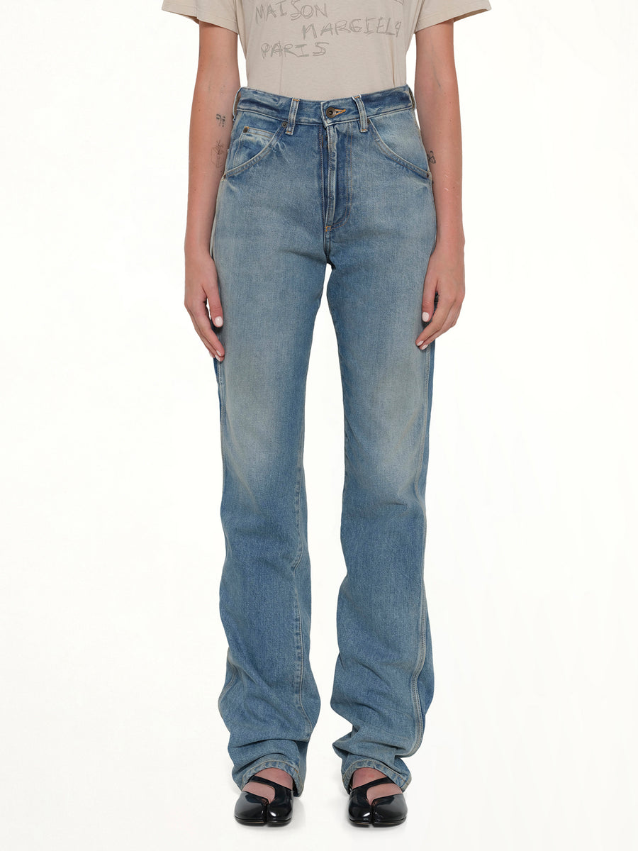 Straight 5 Pocket Jeans in Light Blue Indigo